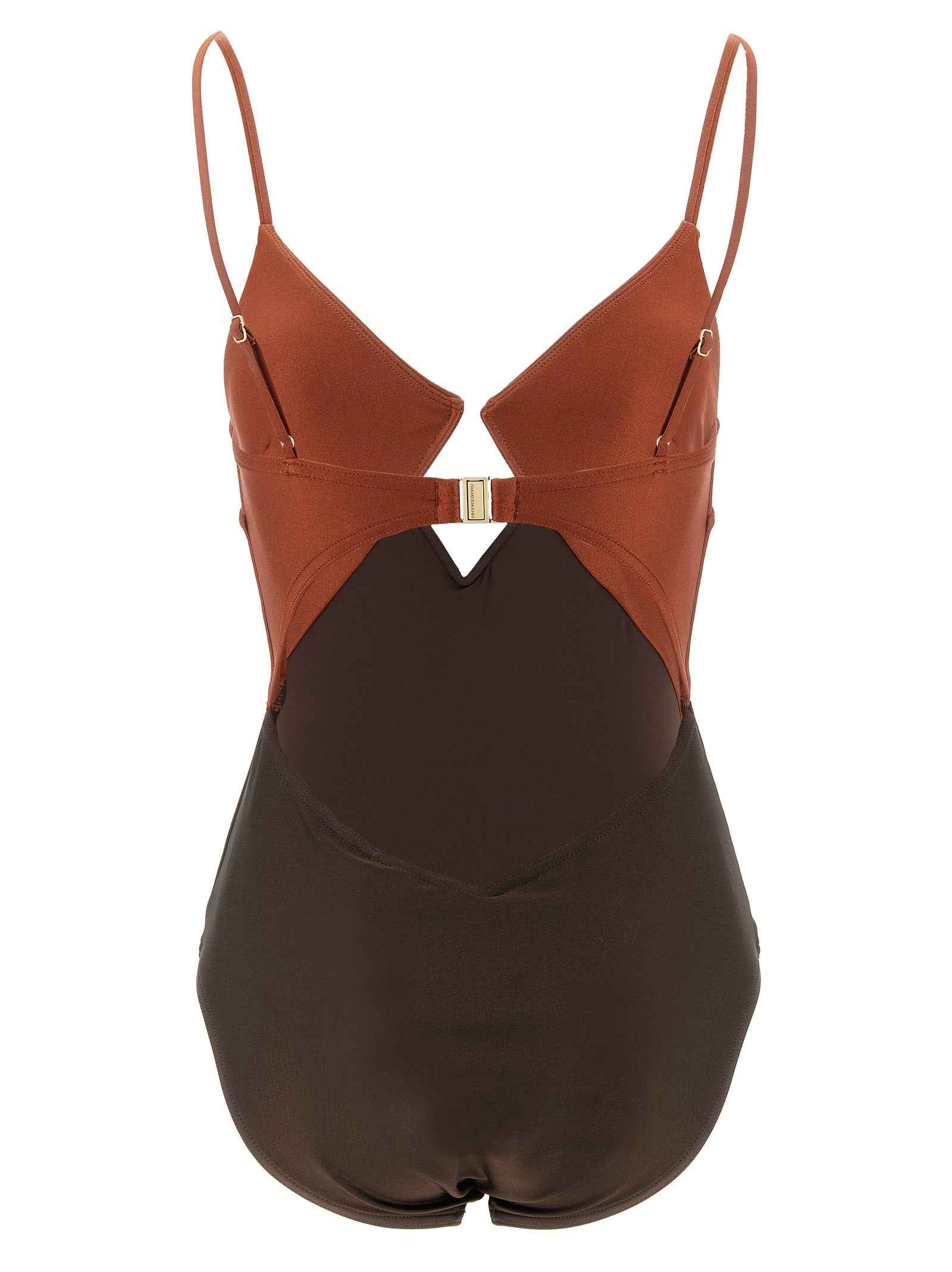Zimmermann Brown Polyamide One-Piece Swimsuit