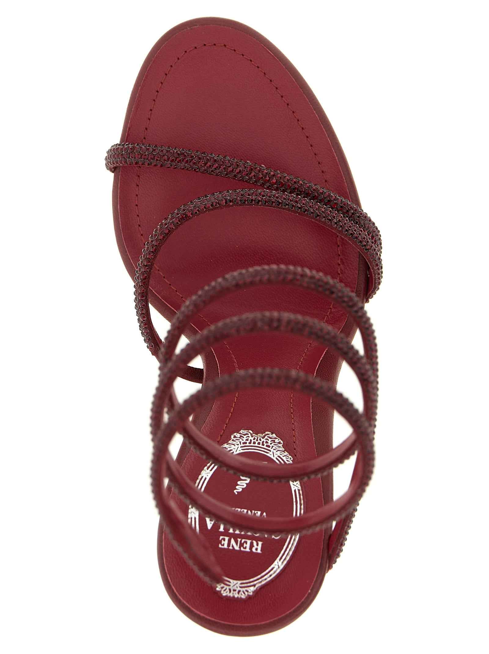 RENE CAOVILLA Bordeaux Viscose Stiletto Heel Sandals