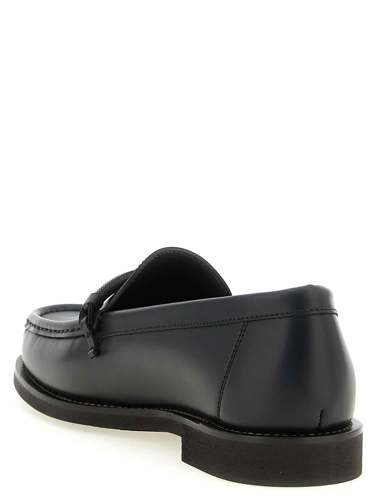 Brunello Cucinelli Black Calfskin Slip-On Loafers