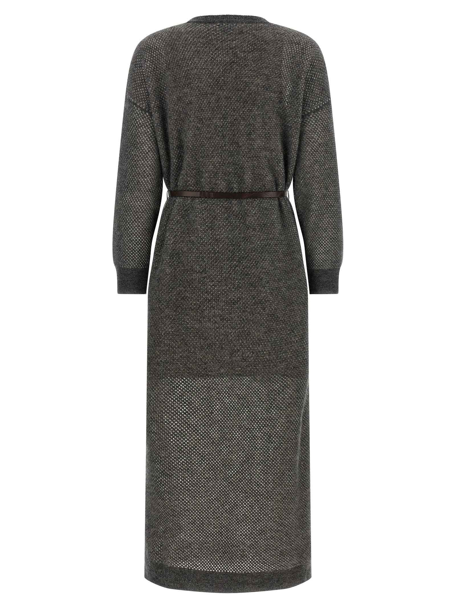 Brunello Cucinelli Gray Wool Midi Dress