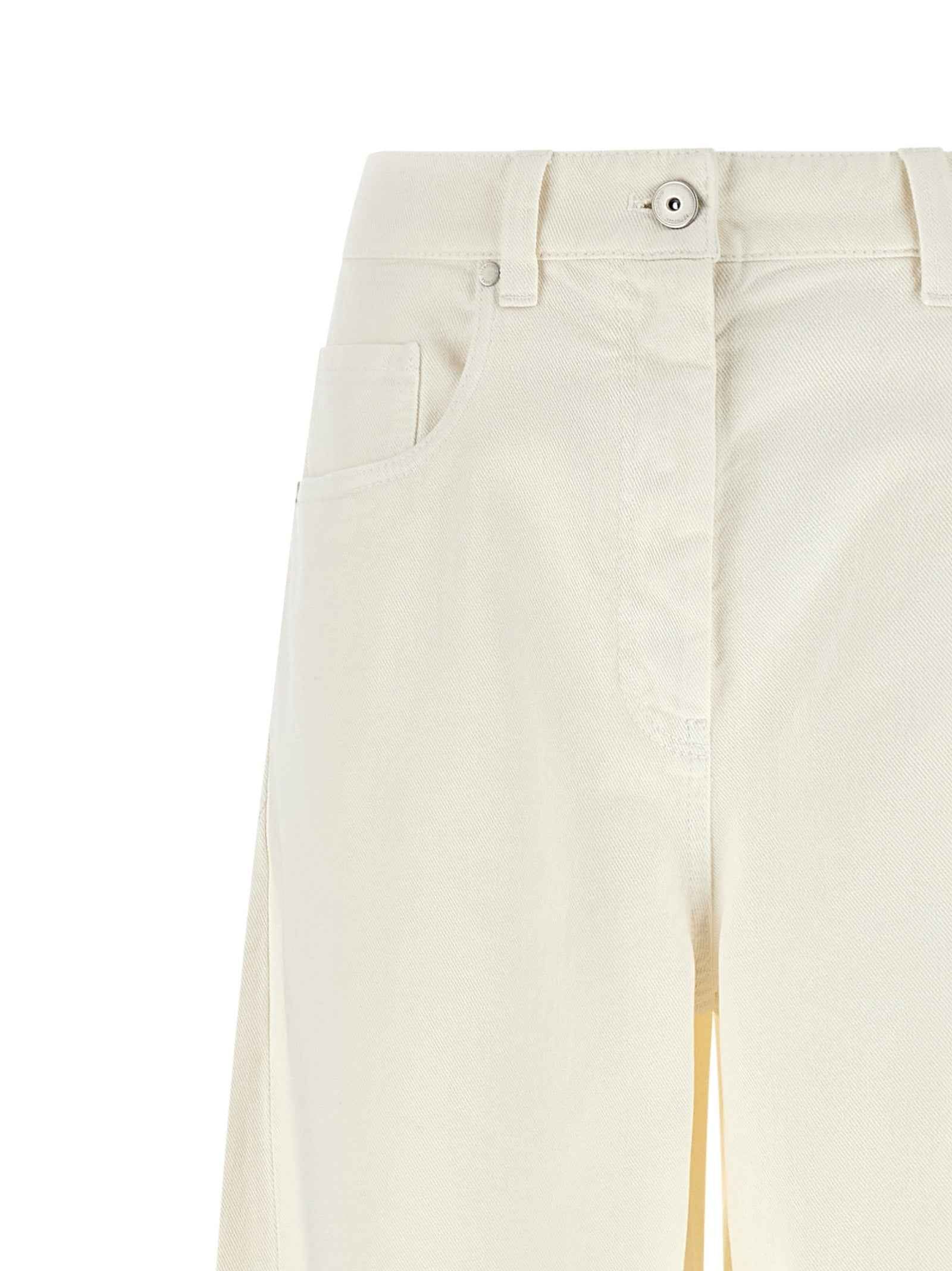 Brunello Cucinelli White Cotton Relaxed Fit Jeans