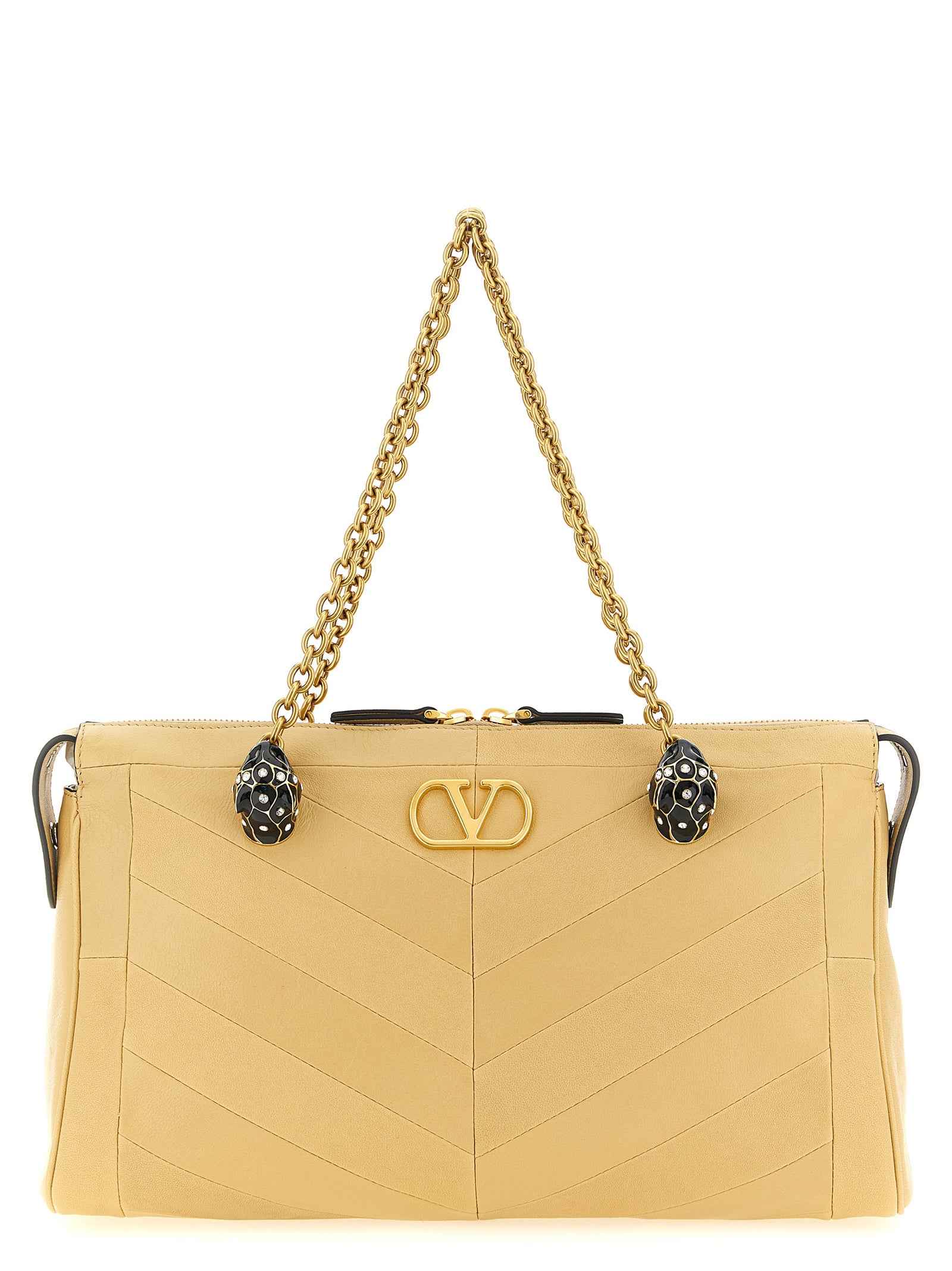 Valentino Garavani Beige Lamb Leather Shoulder Bag