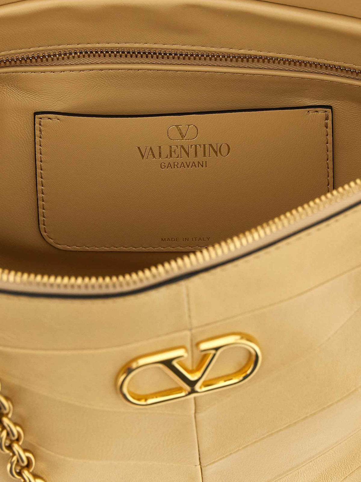 Valentino Garavani Beige Lamb Leather Shoulder Bag