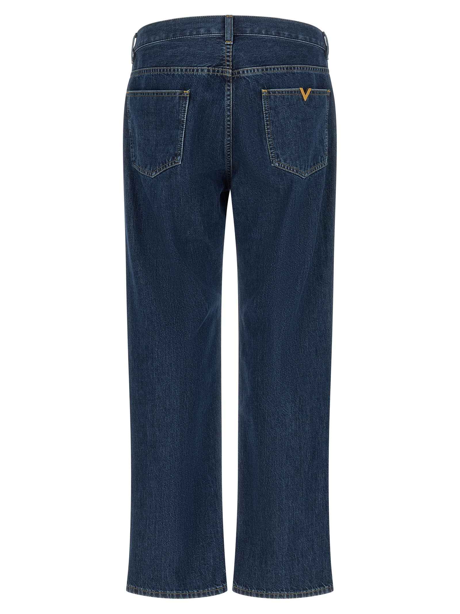 Valentino Garavani Blue Cotton Straight-Leg Jeans
