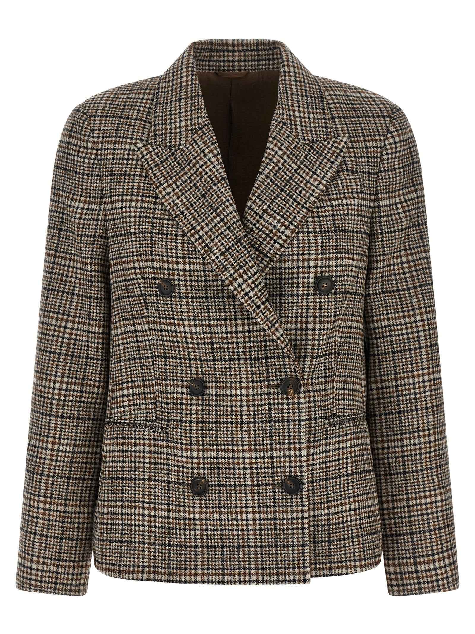 Brunello Cucinelli Beige Alpaca Leather Blazer