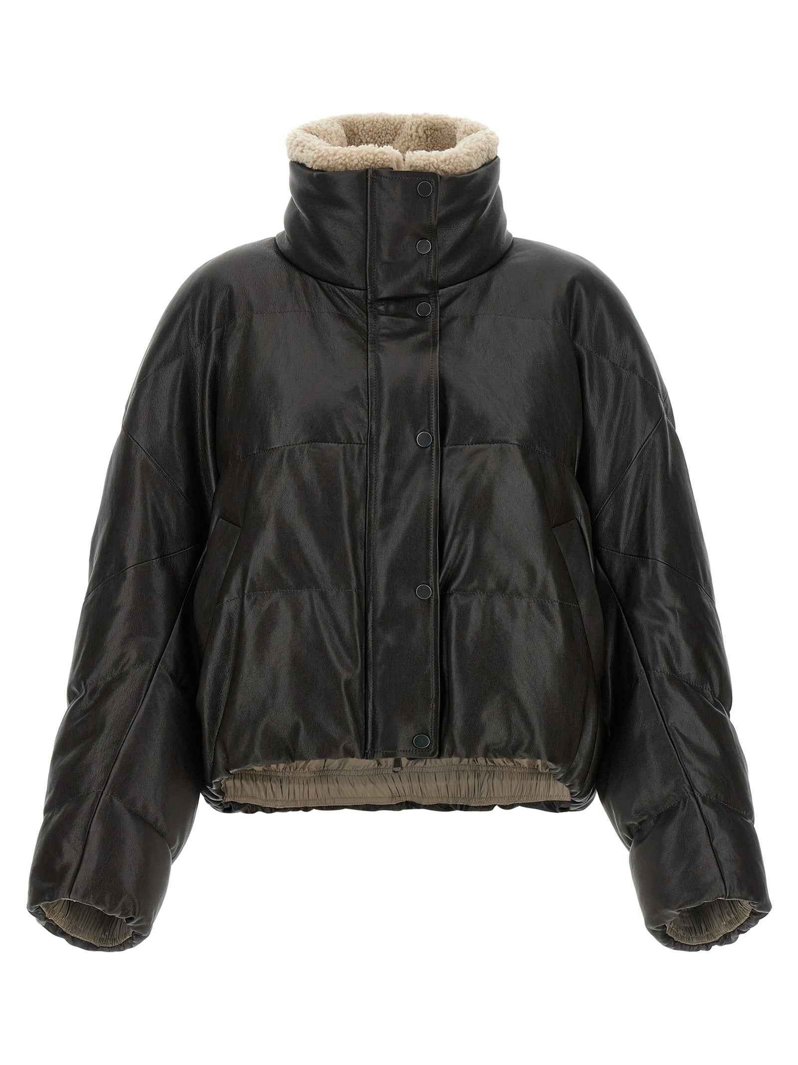 Brunello Cucinelli Brown Lamb Leather Leather Jacket