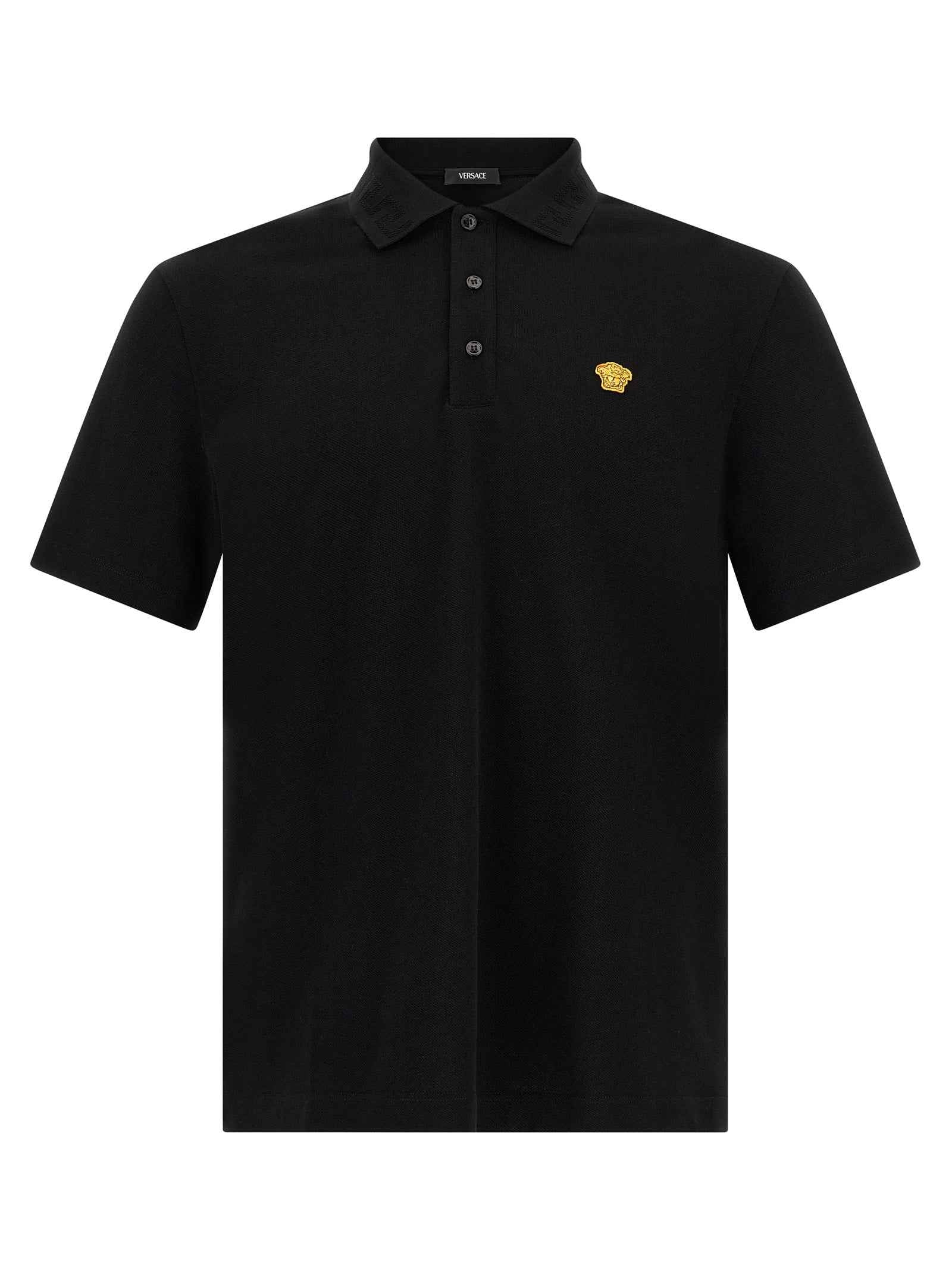 Versace Black Cotton Polo Shirt