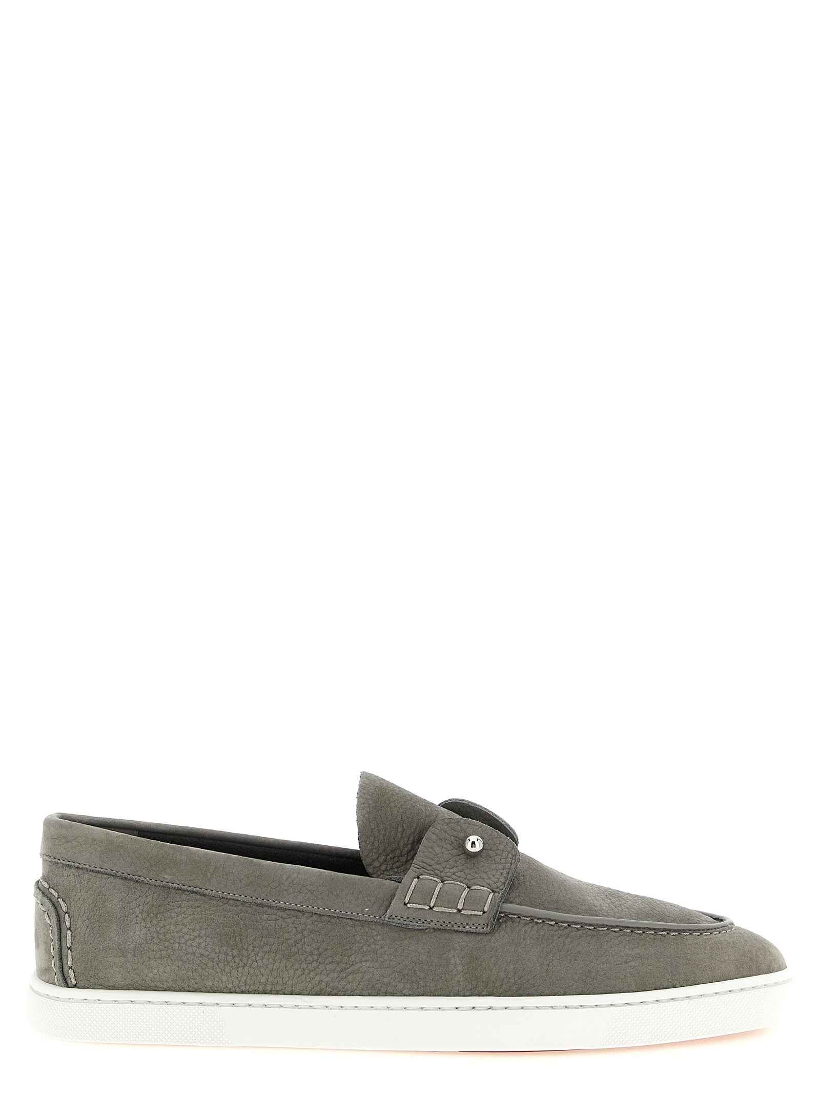 Christian Louboutin Gray Calfskin Slip-On Loafers