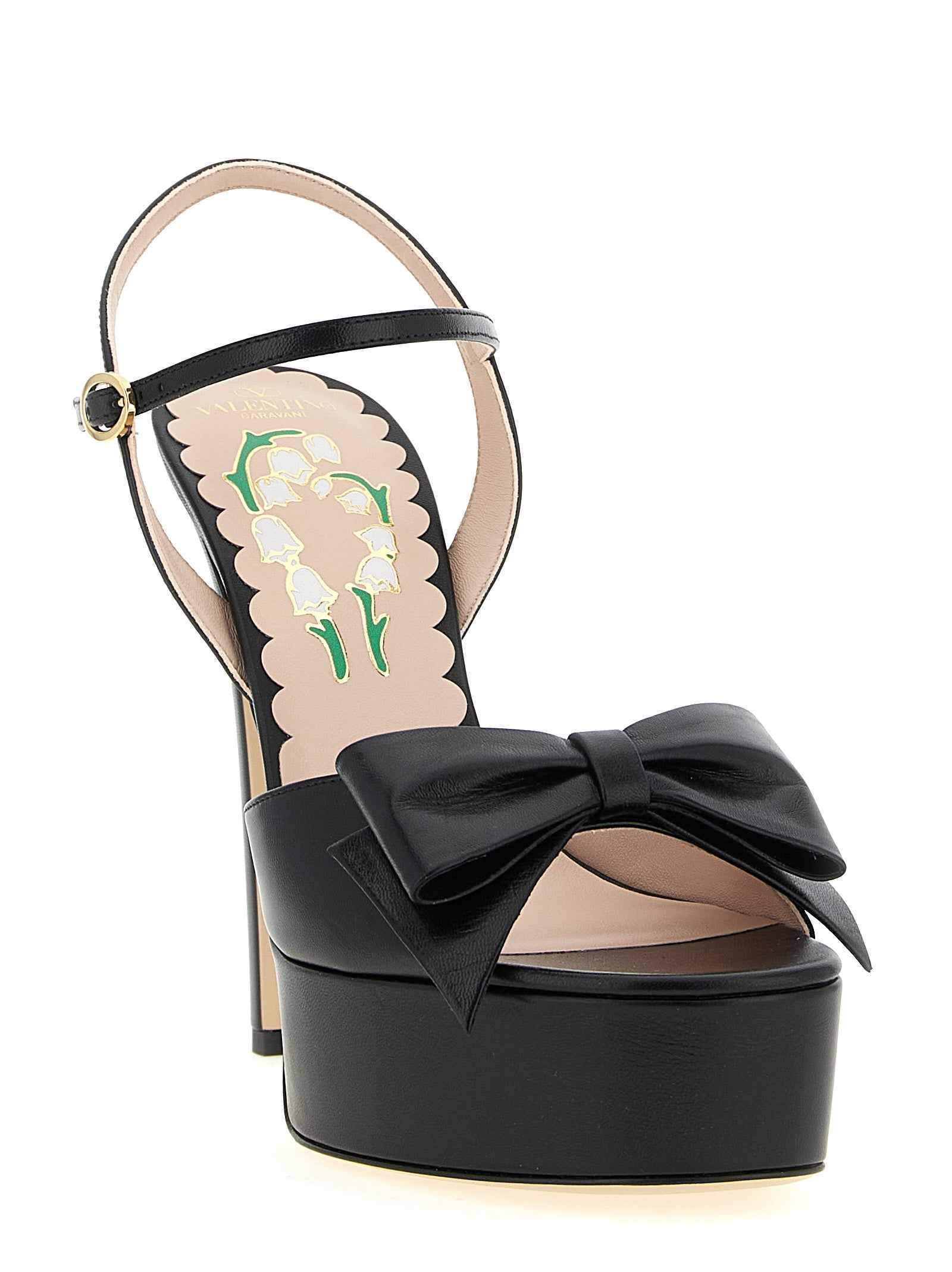 Valentino Garavani Black Calfskin Stiletto Heel Sandals
