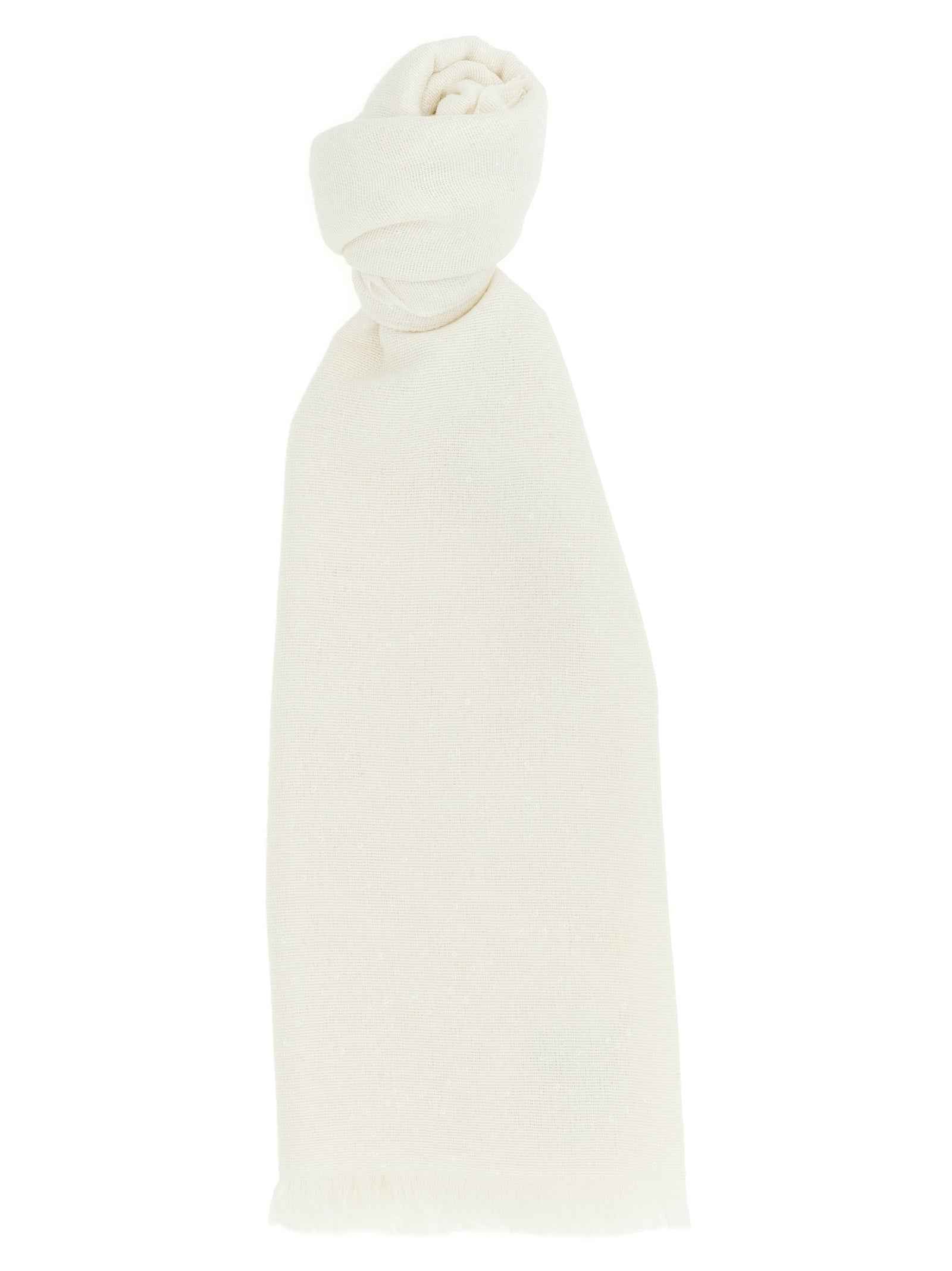 Brunello Cucinelli White Cashmere Scarf