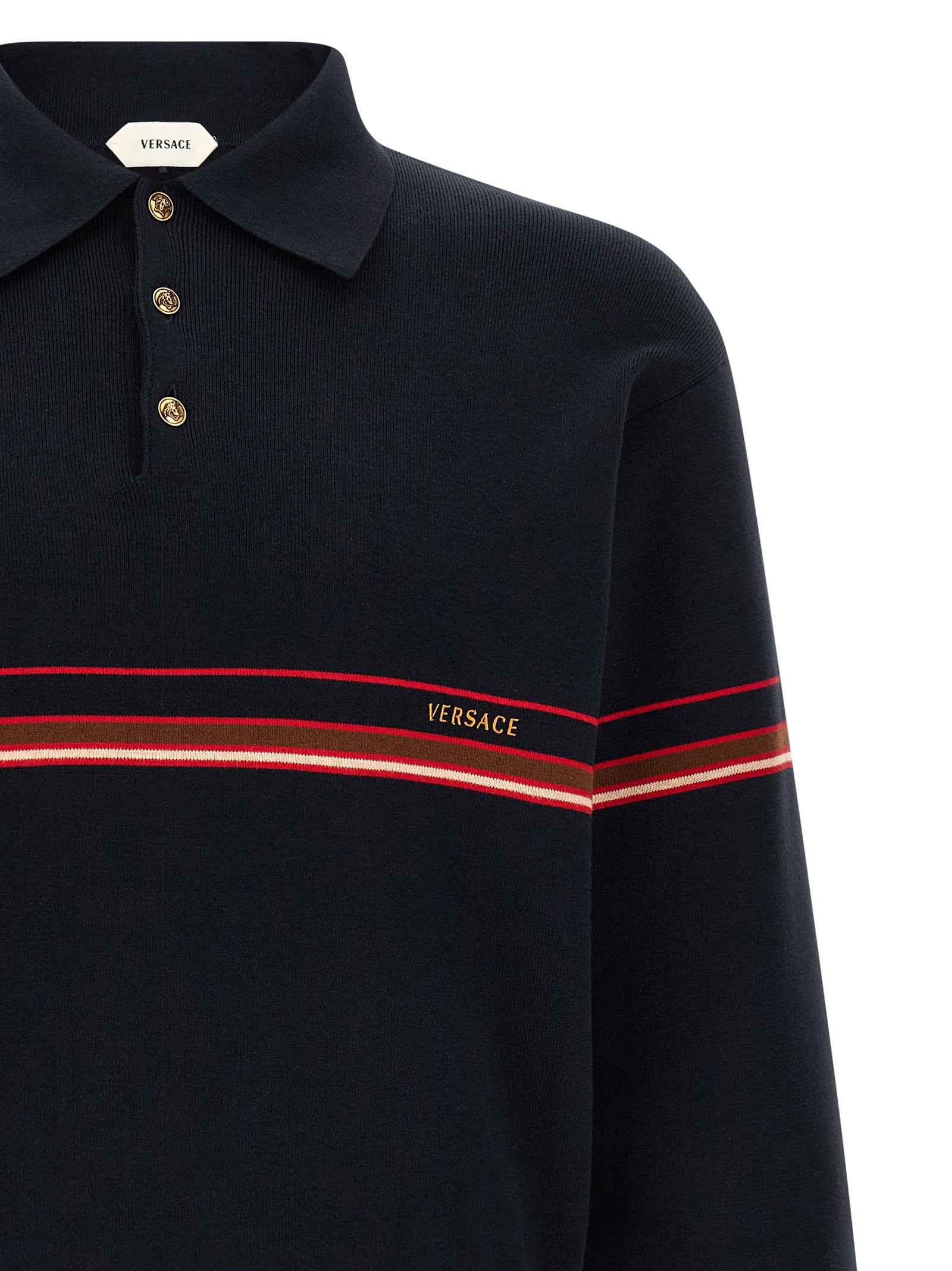 Versace Blue Cotton Polo Shirt