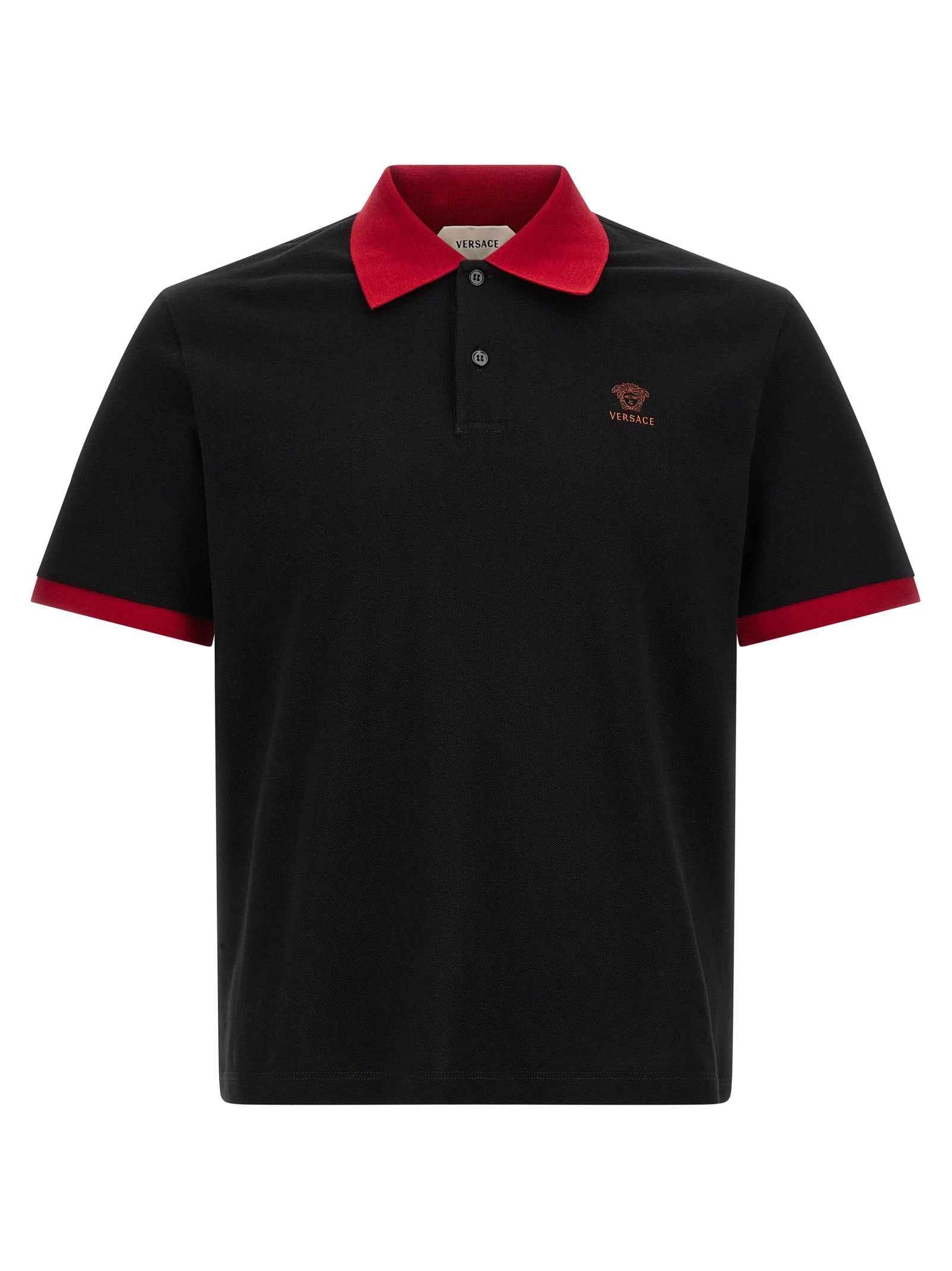 Versace Black Cotton Polo Shirt