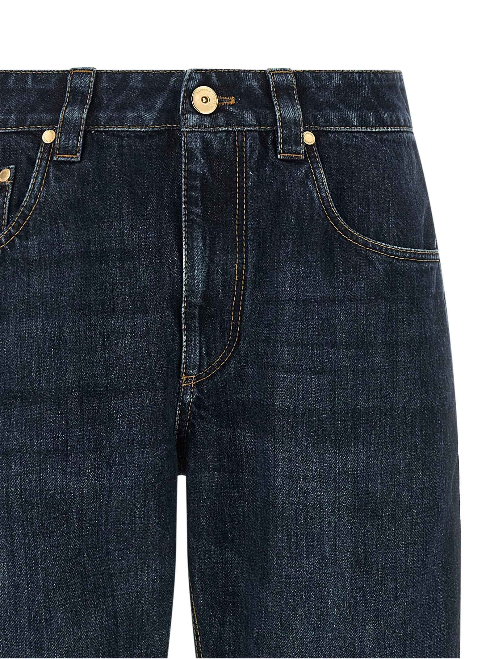 Brunello Cucinelli Blue Cotton Straight-Leg Jeans