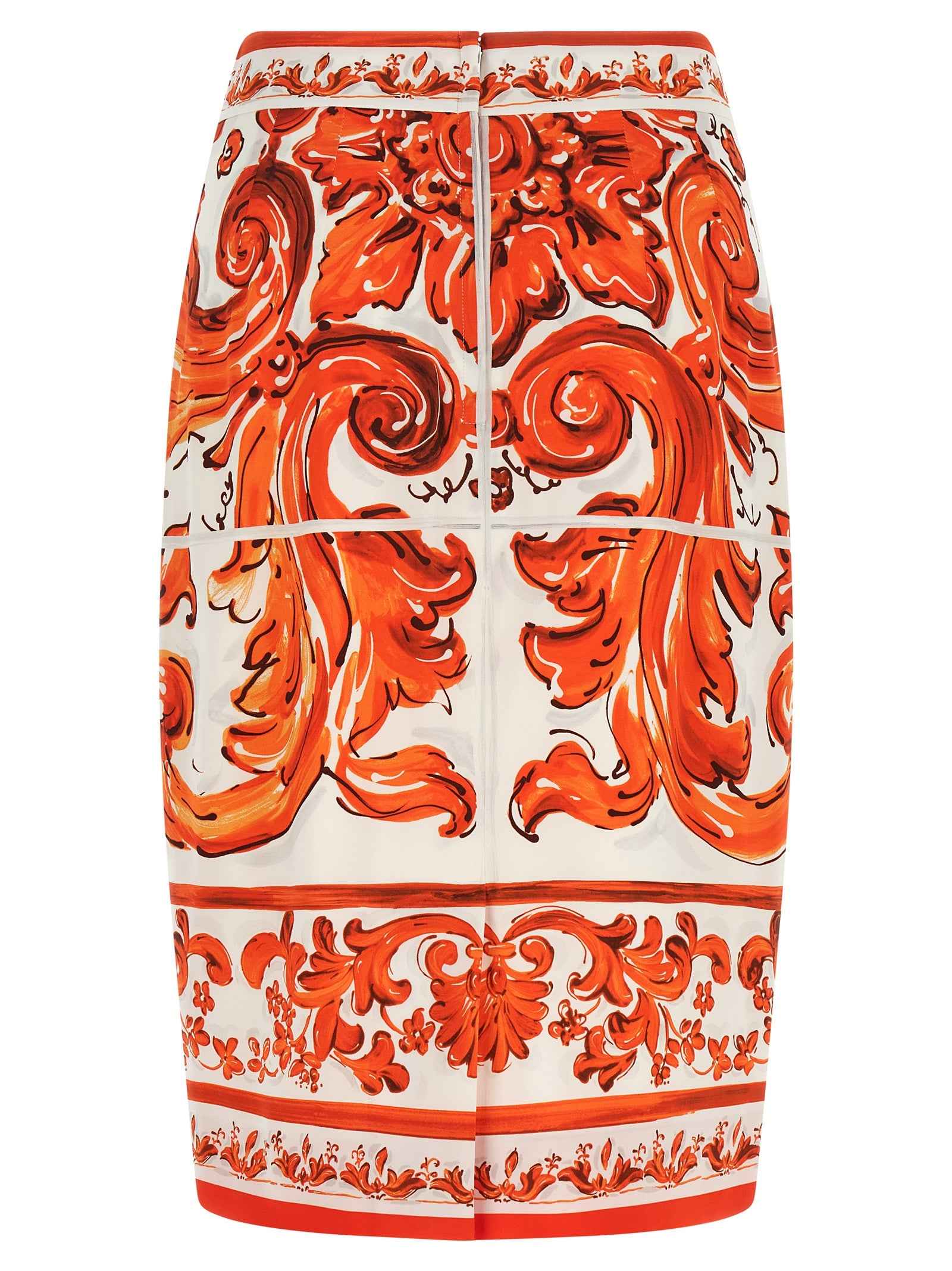 Dolce & Gabbana Orange Silk Midi Skirt