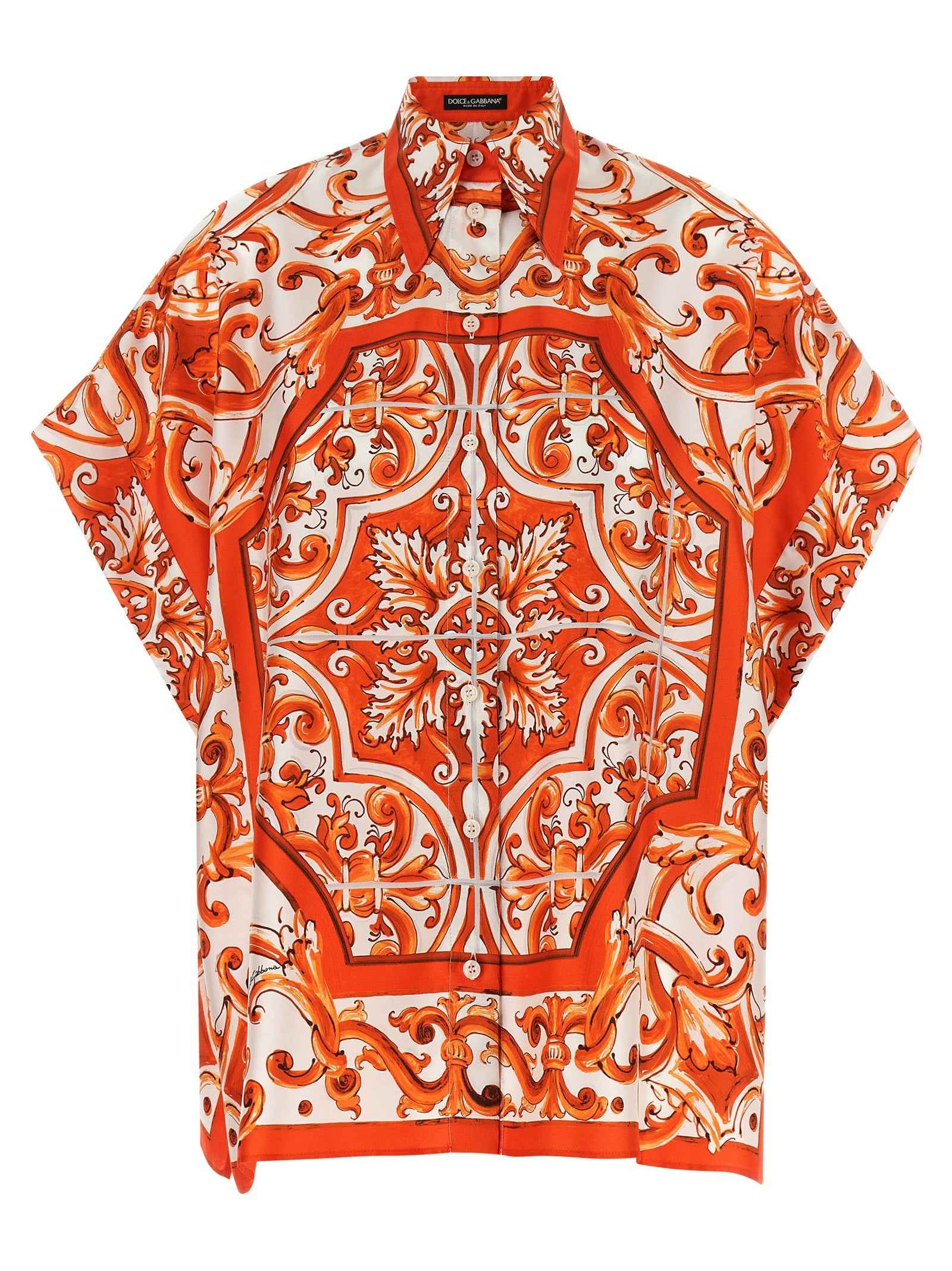 Dolce & Gabbana Orange Silk Blouse