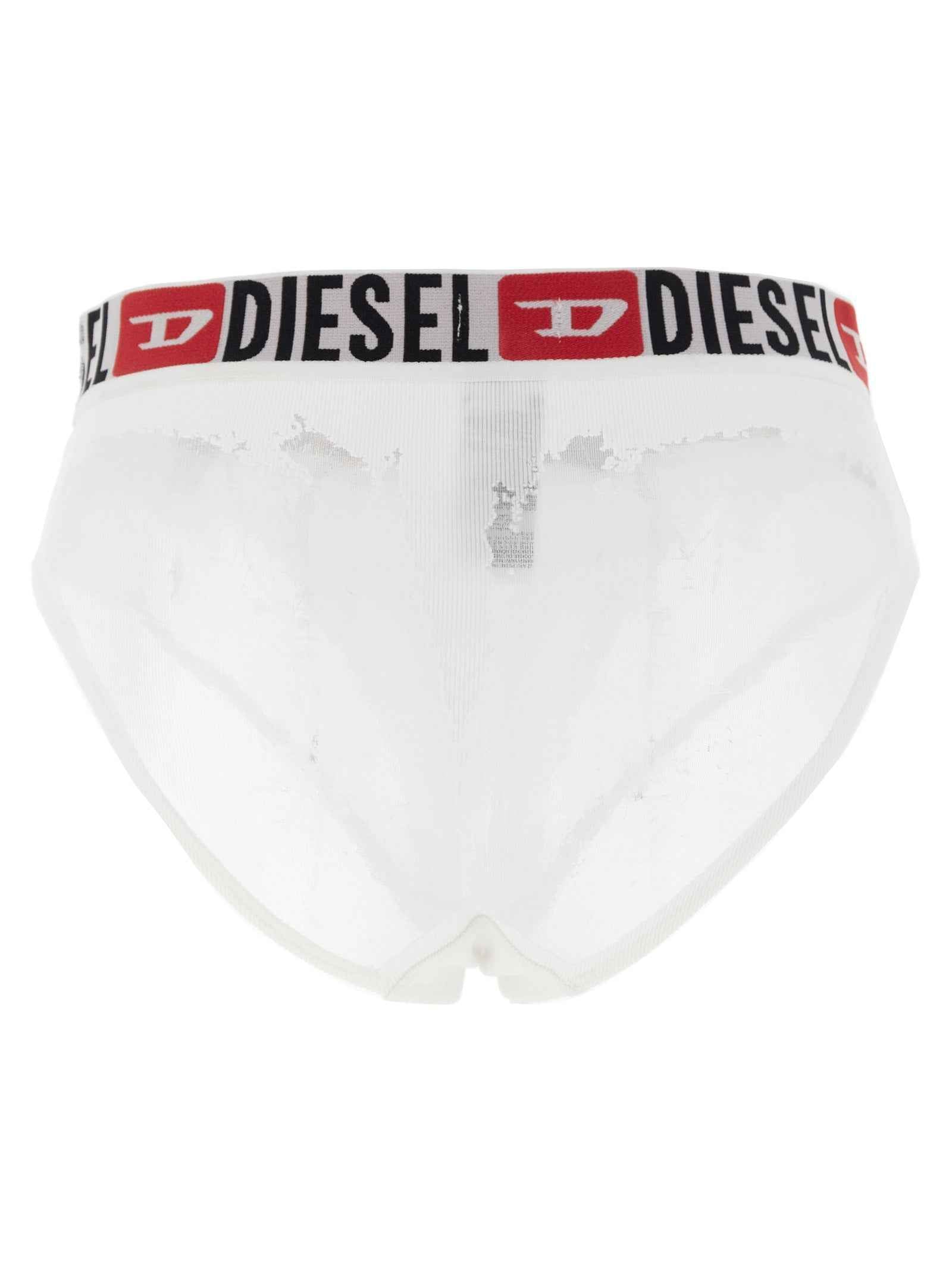 Diesel White Cotton Briefs