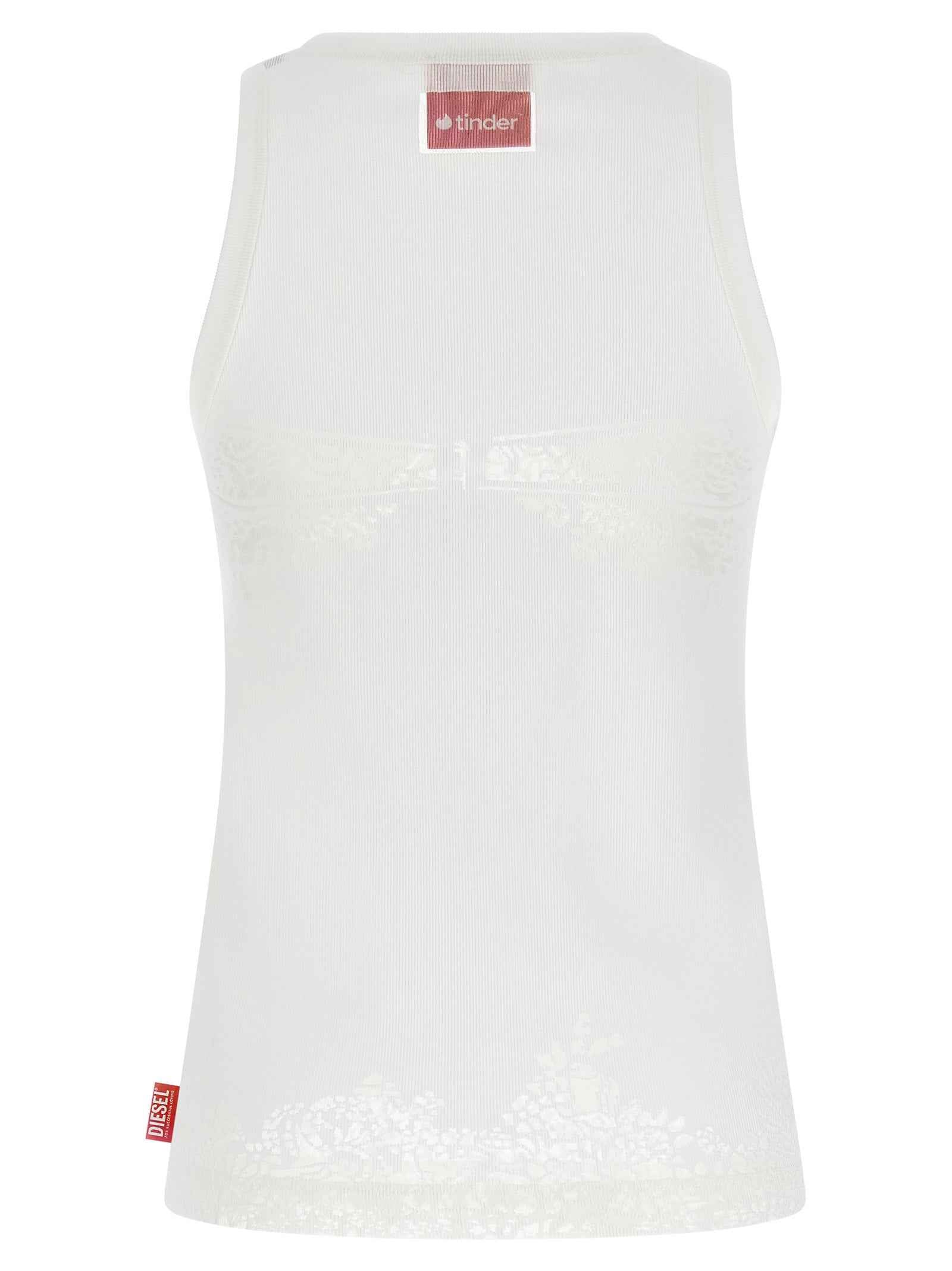Diesel White Cotton Tank Tops