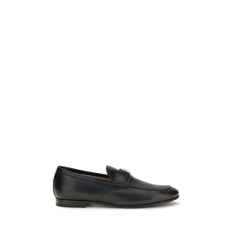 Valentino Garavani Black Calf Leather Bos Taurus Slip-On Loafers