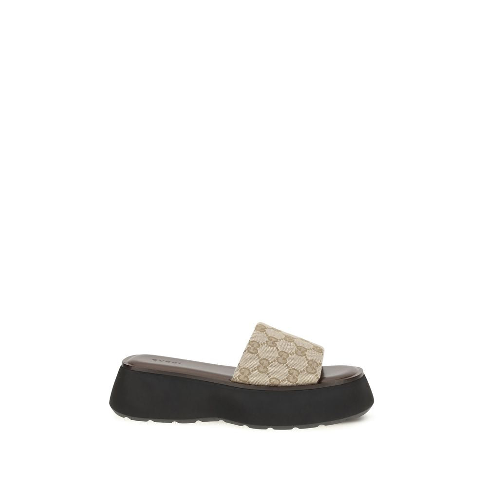 Gucci Beige Polyester Platform Sandals