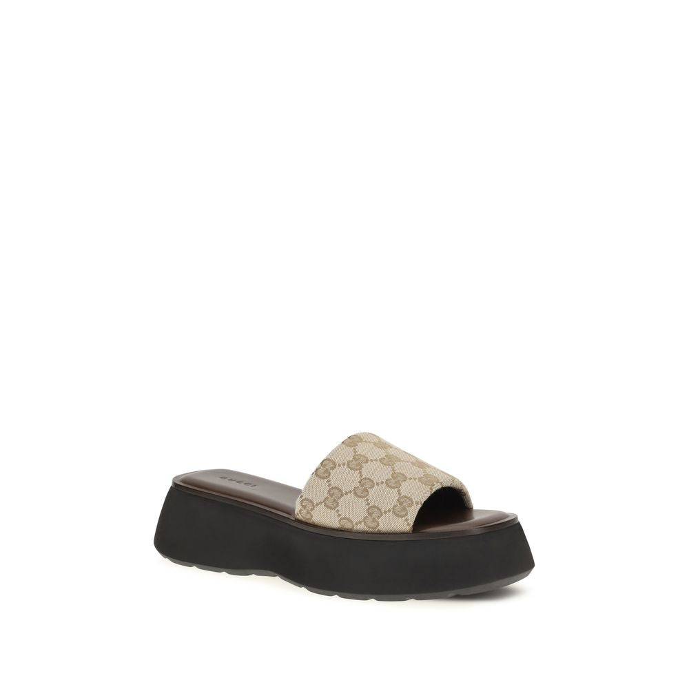 Gucci Beige Polyester Platform Sandals
