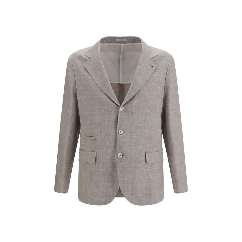 Brunello Cucinelli Beige Linen Full-Length Jacket