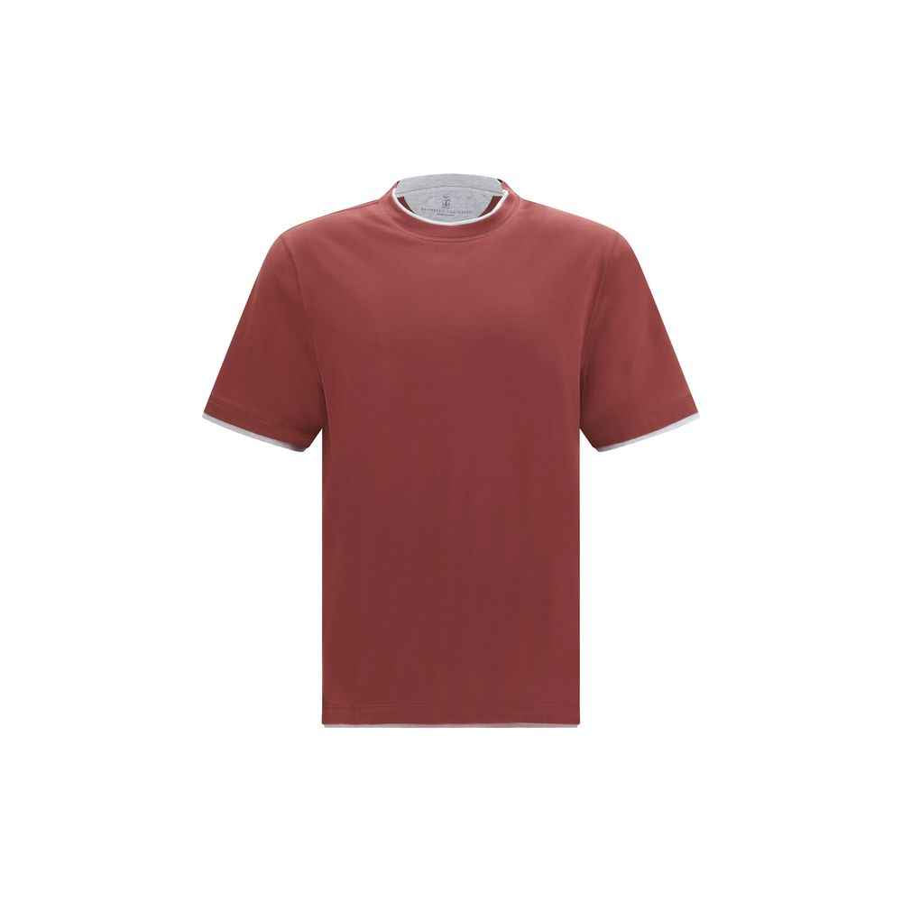 Brunello Cucinelli Bordeaux Cotton T-Shirt