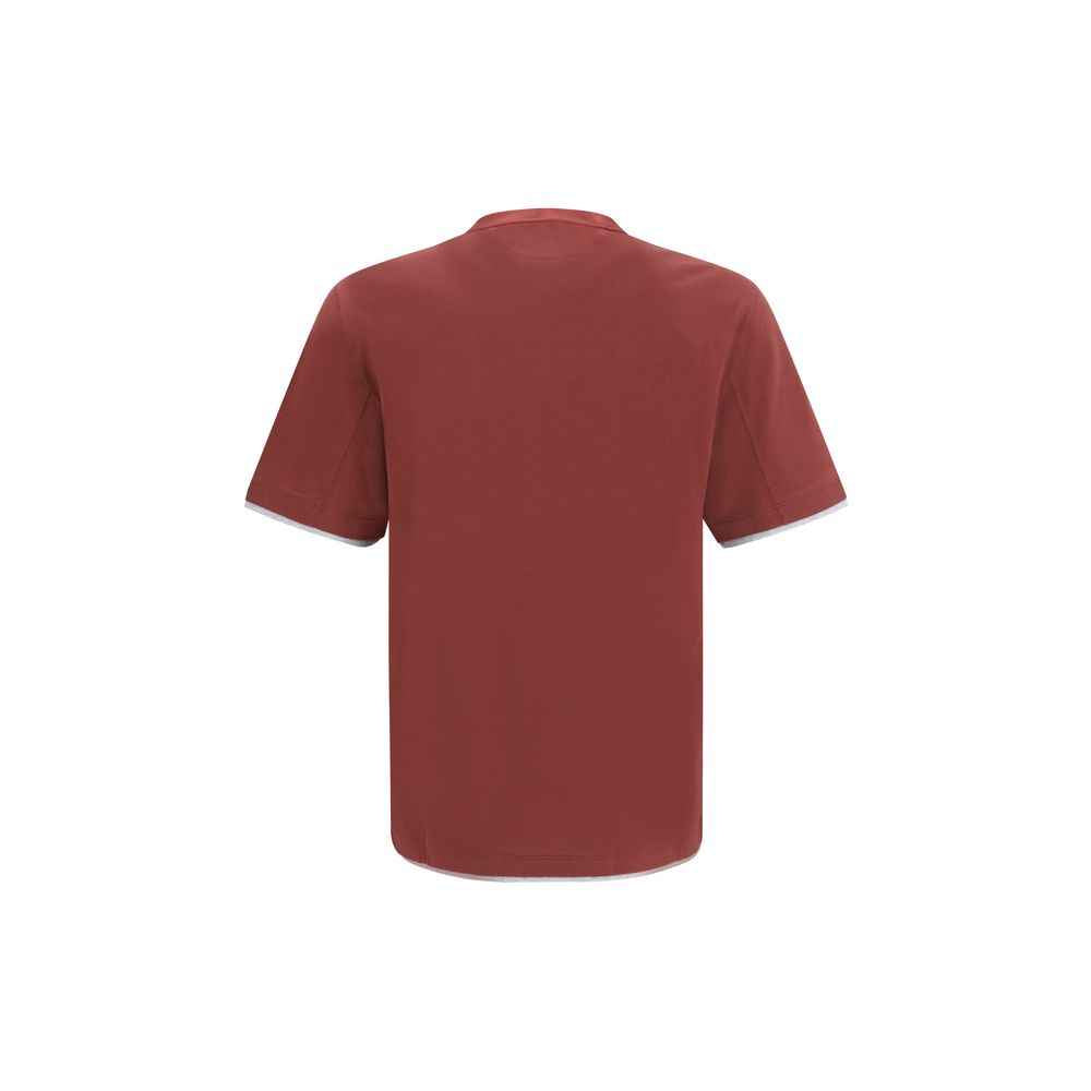 Brunello Cucinelli Bordeaux Cotton T-Shirt