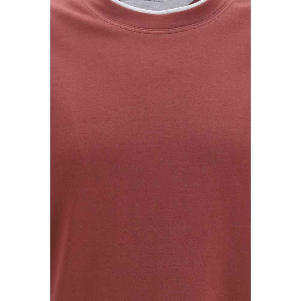 Brunello Cucinelli Bordeaux Cotton T-Shirt