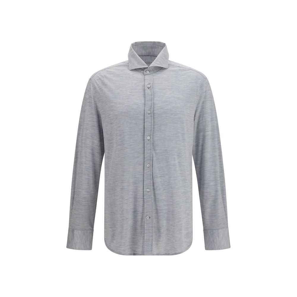 Brunello Cucinelli Gray Silk Dress Shirt