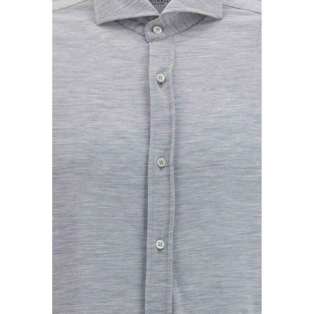 Brunello Cucinelli Gray Silk Dress Shirt