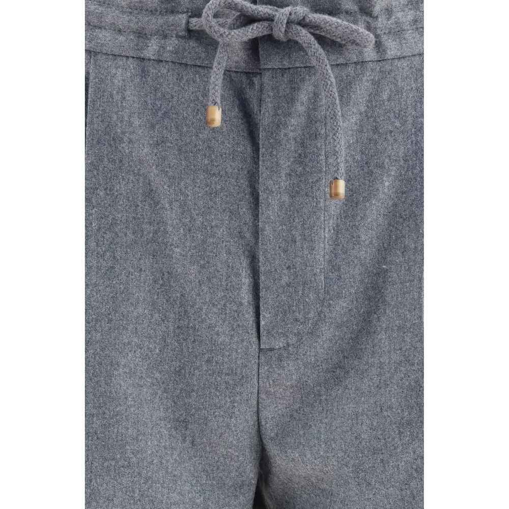 Brunello Cucinelli Gray Wool Oves Aries Casual Pants