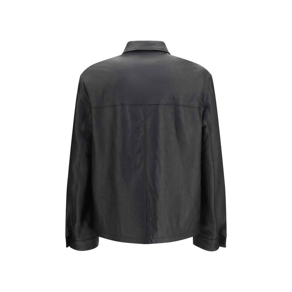Prada Black Lamb Ovis Aries Aries Leather Jacket