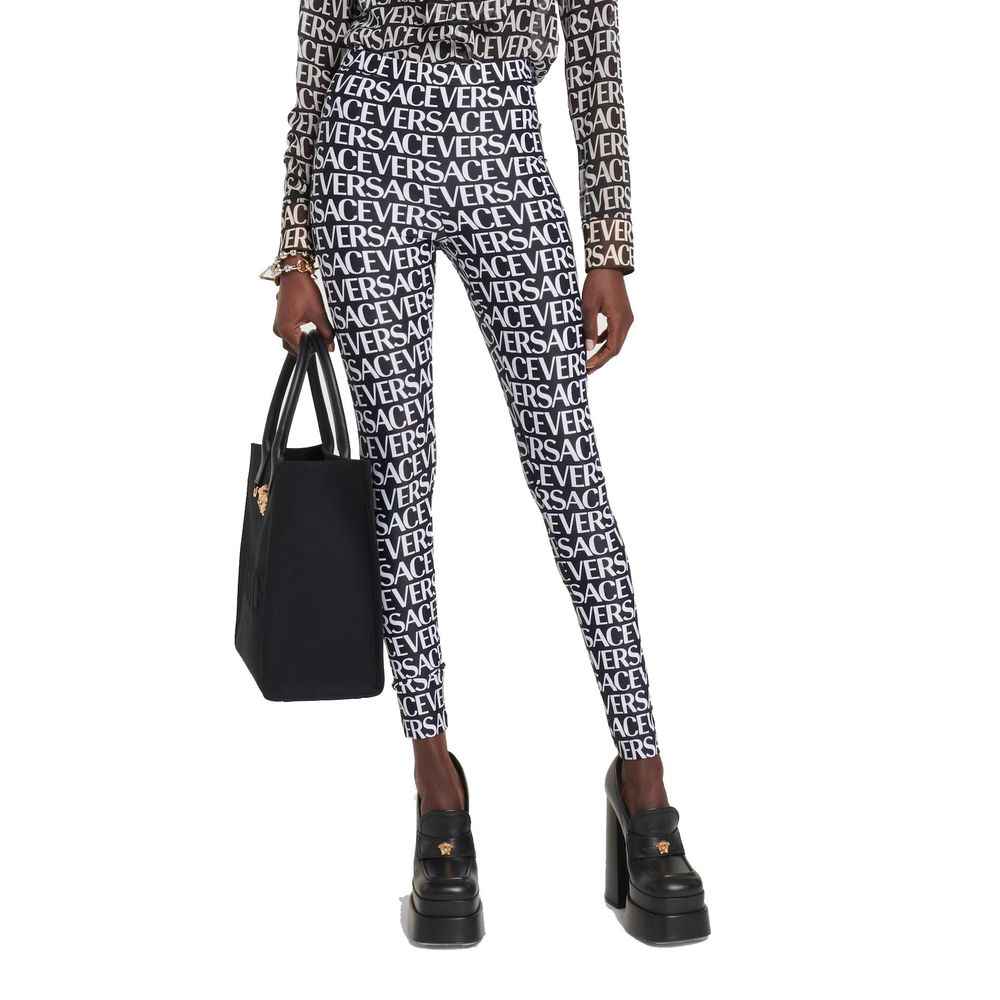 Versace Black Elastane Leggings
