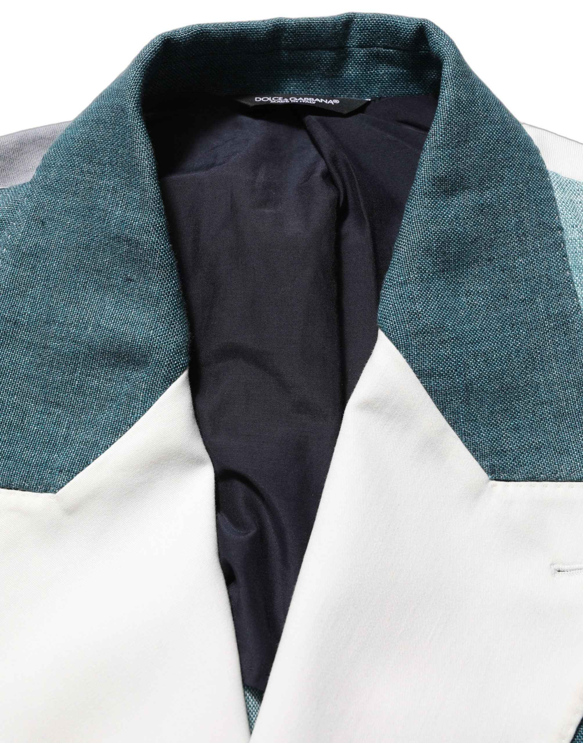 Dolce & Gabbana Multicolor Patchwork Linen Double Breasted Jacket
