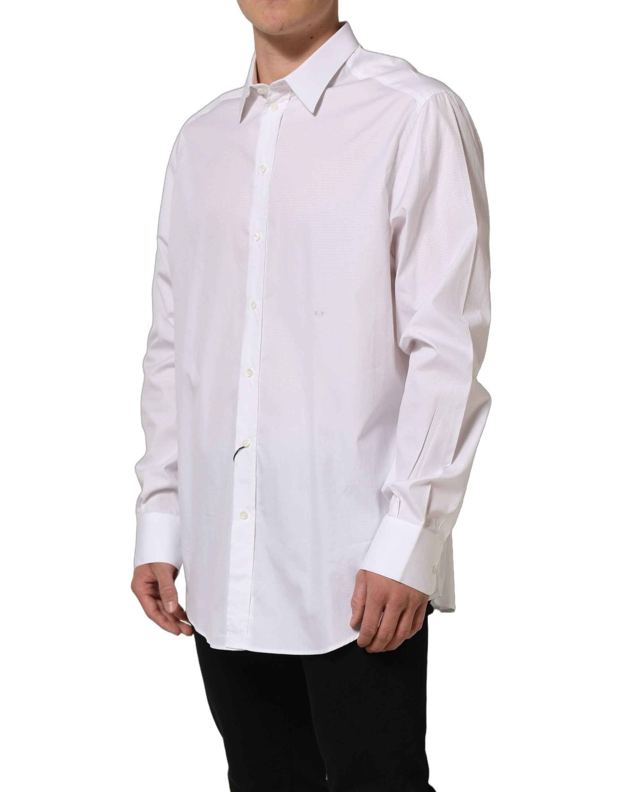 Dolce & Gabbana White Cotton Long Sleeves Men Dress Shirt