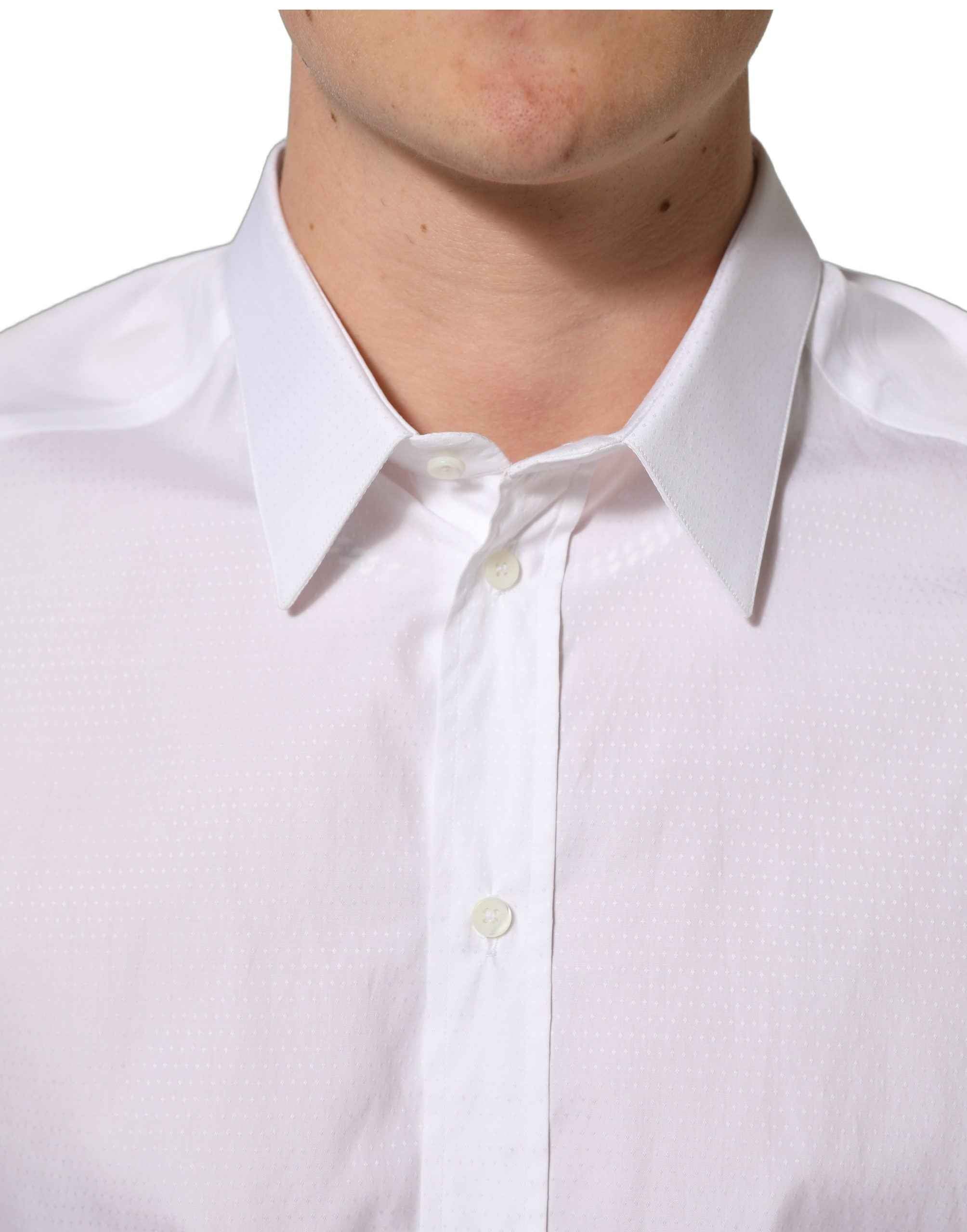 Dolce & Gabbana White Cotton Long Sleeves Men Dress Shirt