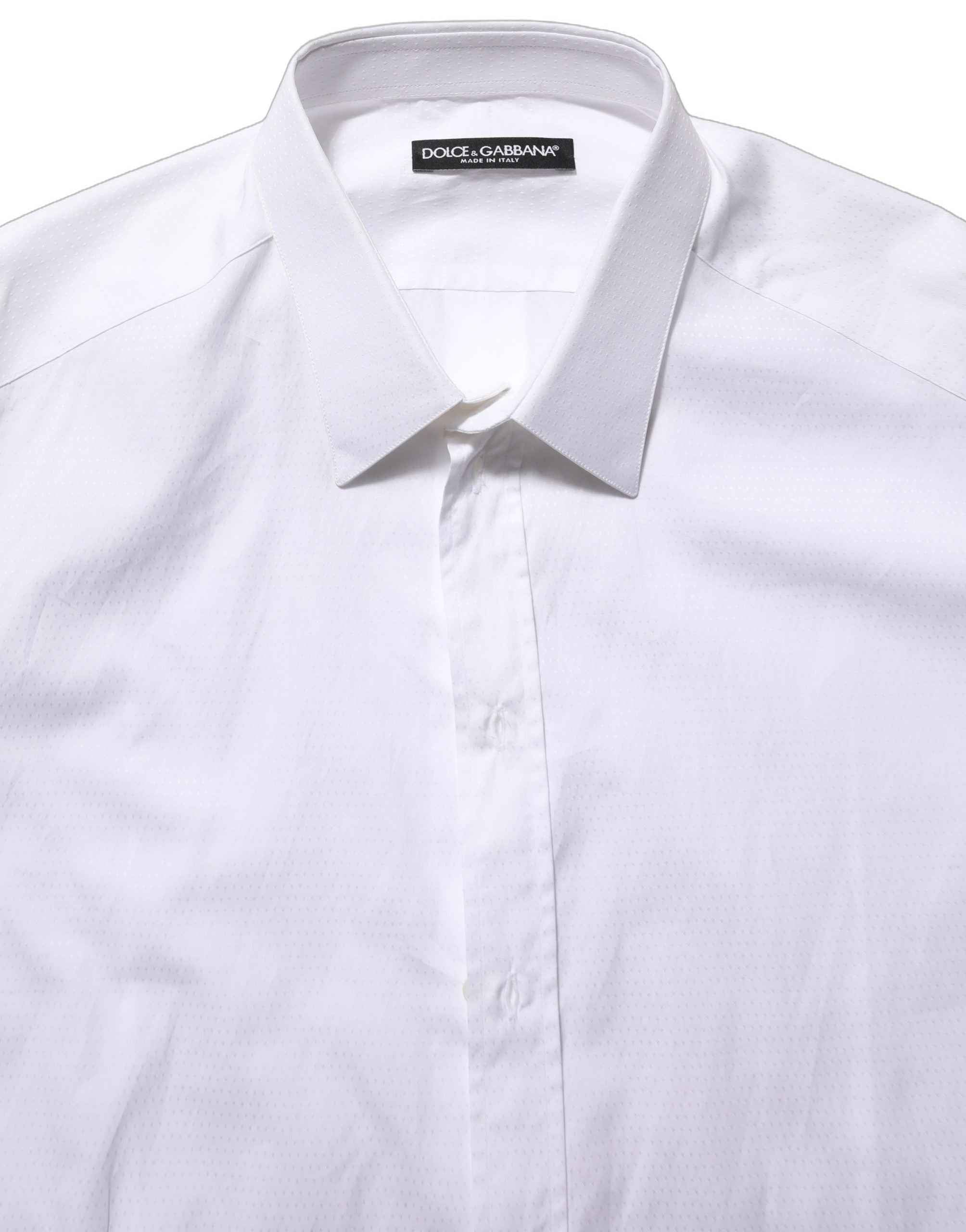 Dolce & Gabbana White Cotton Long Sleeves Men Dress Shirt