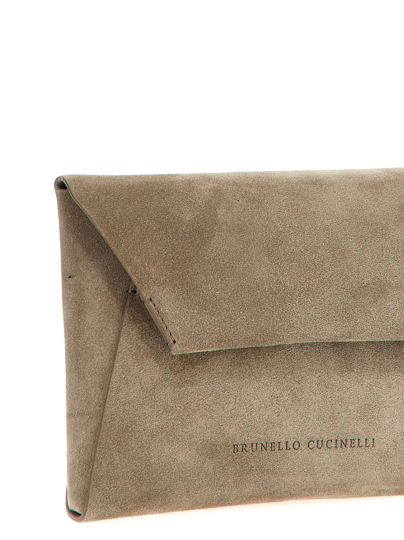 Brunello Cucinelli Gray Calfskin Clutch Bag