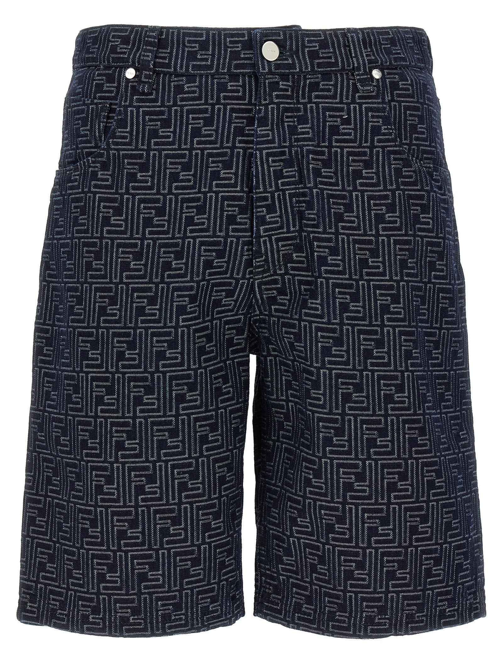 Fendi Blue Cotton Bermuda Shorts