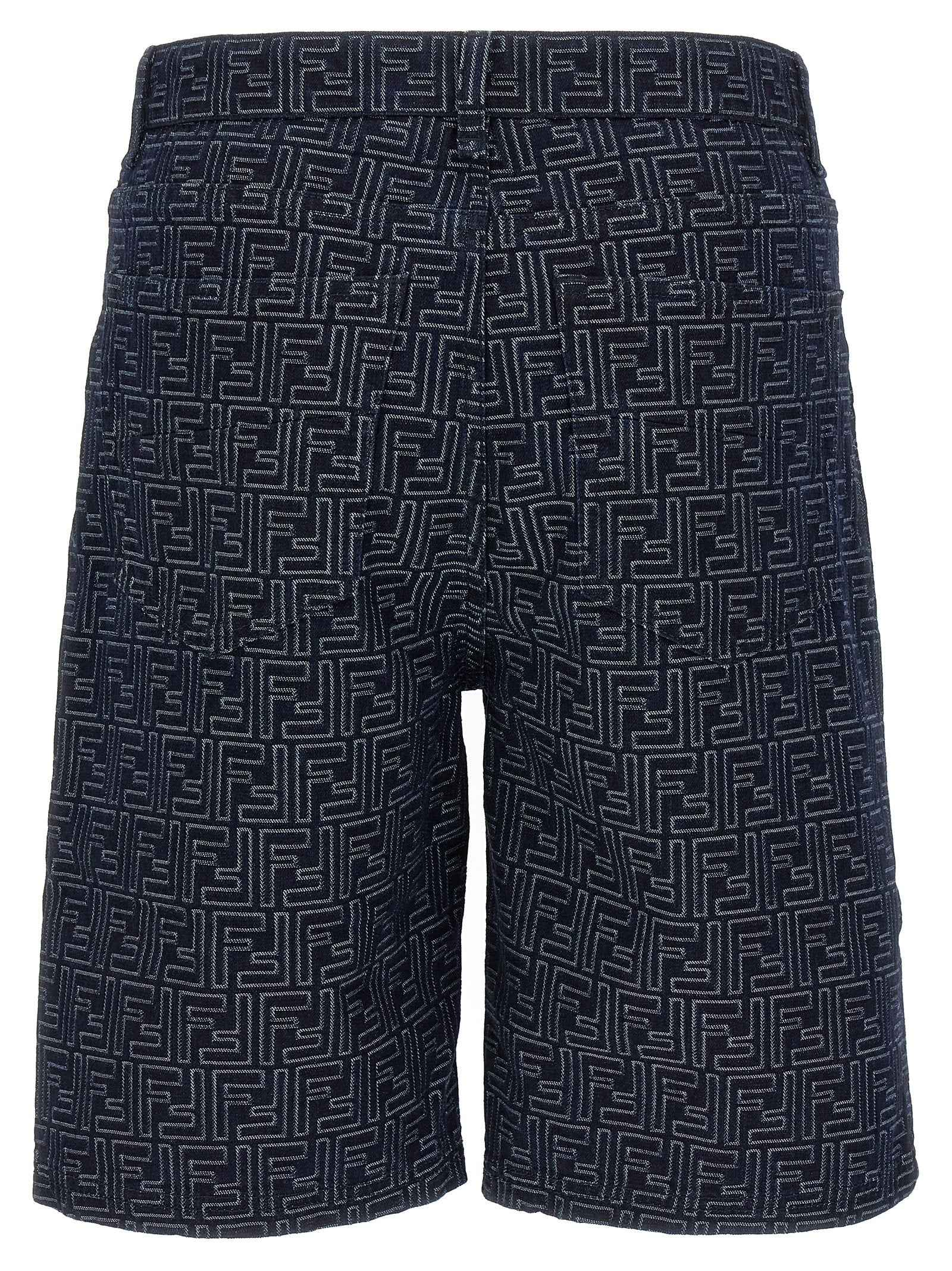Fendi Blue Cotton Bermuda Shorts
