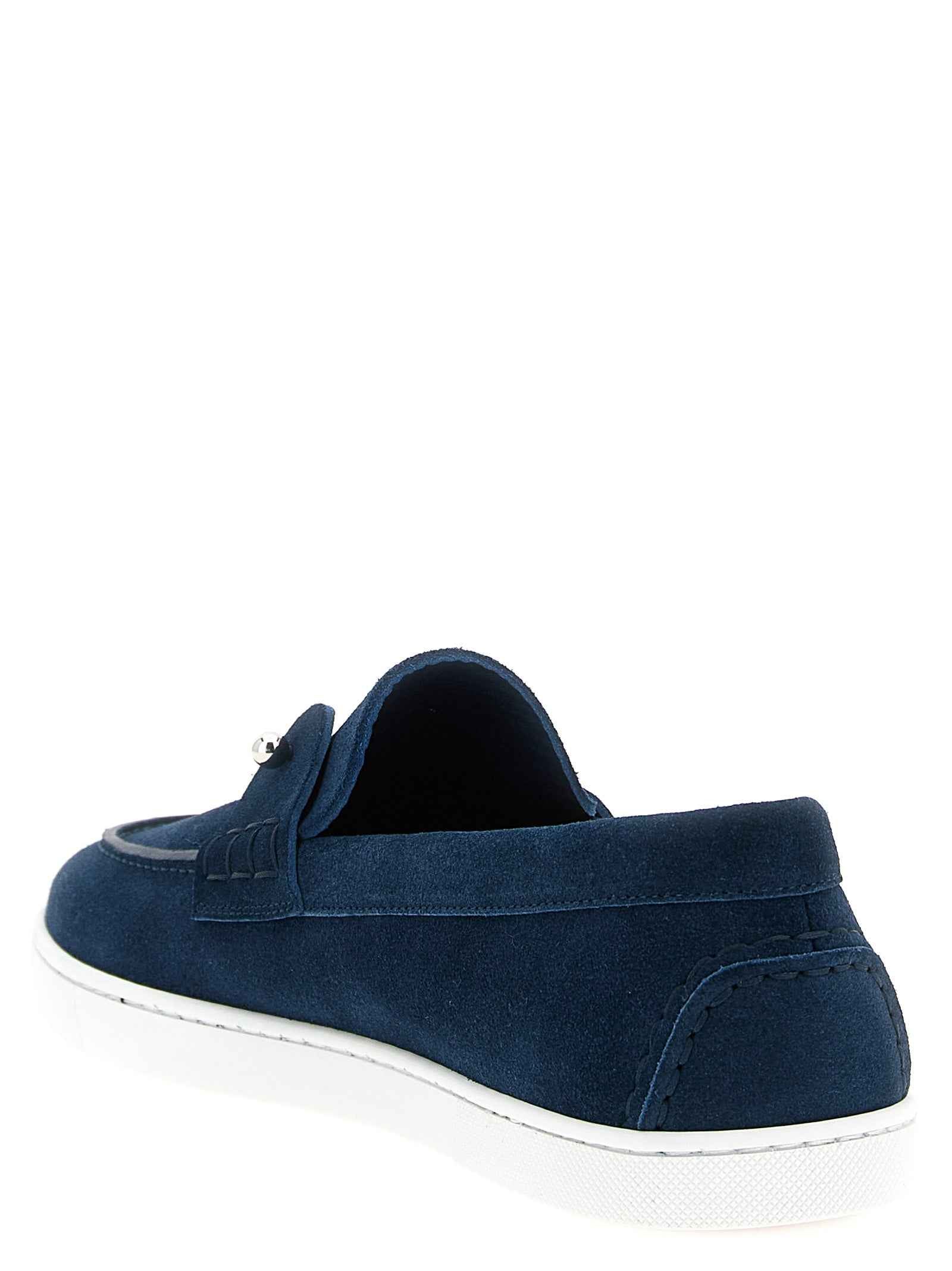 Christian Louboutin Blue Calfskin Slip-On Loafers