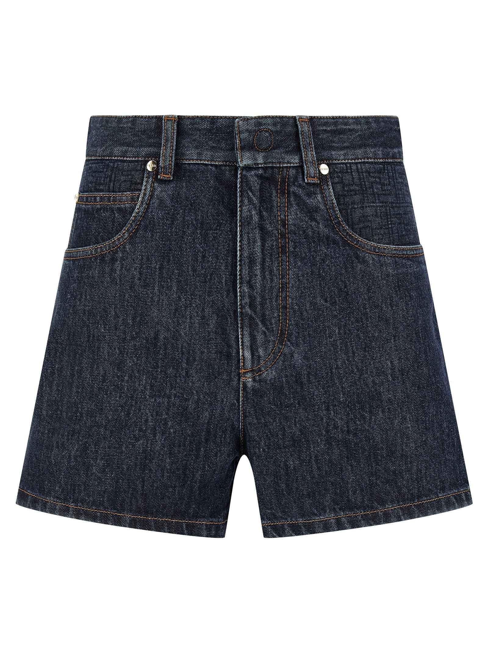 Fendi Blue Cotton Bermuda Shorts