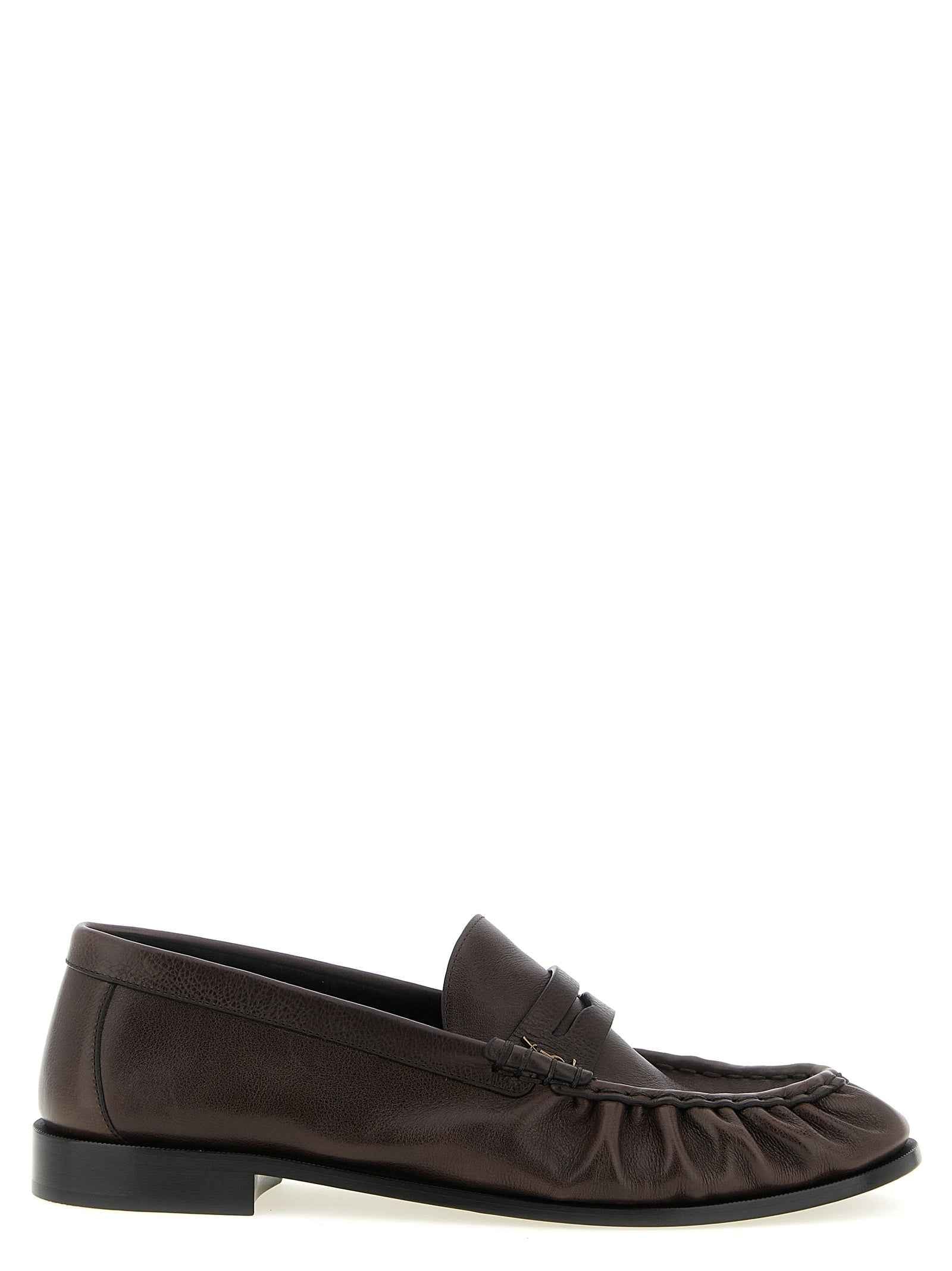 Saint Laurent Brown Calfskin Slip-On Loafers