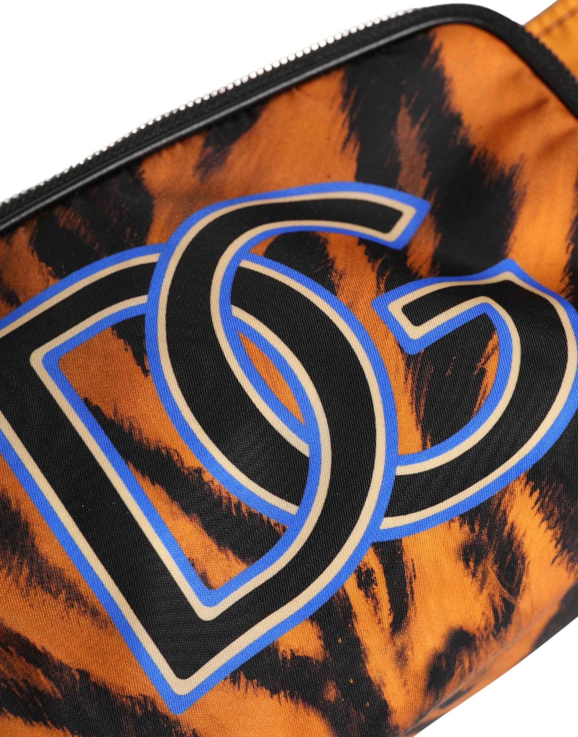 Dolce & Gabbana Brown Tiger Print Nylon Fanny Waist Pack Borse Men Bag