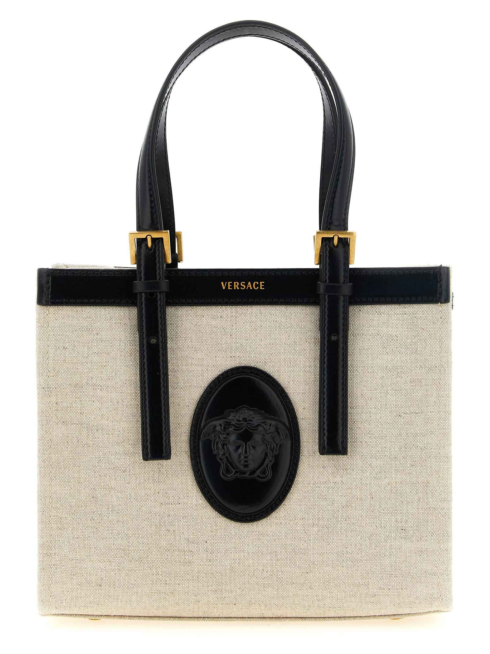 Versace Beige Linen Tote Bag