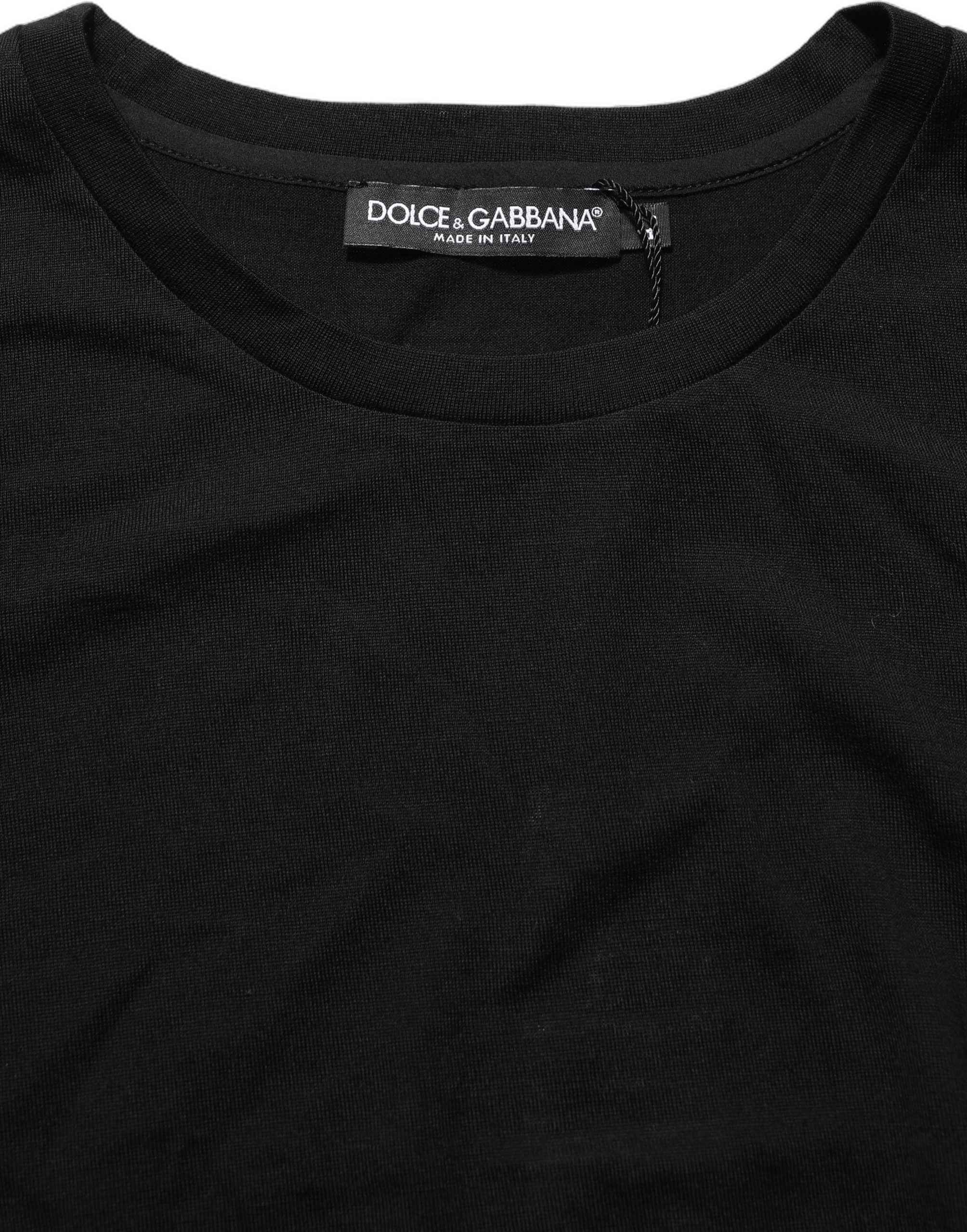 Dolce & Gabbana Black Wool Crew Neck Short Sleeves Men T-shirt