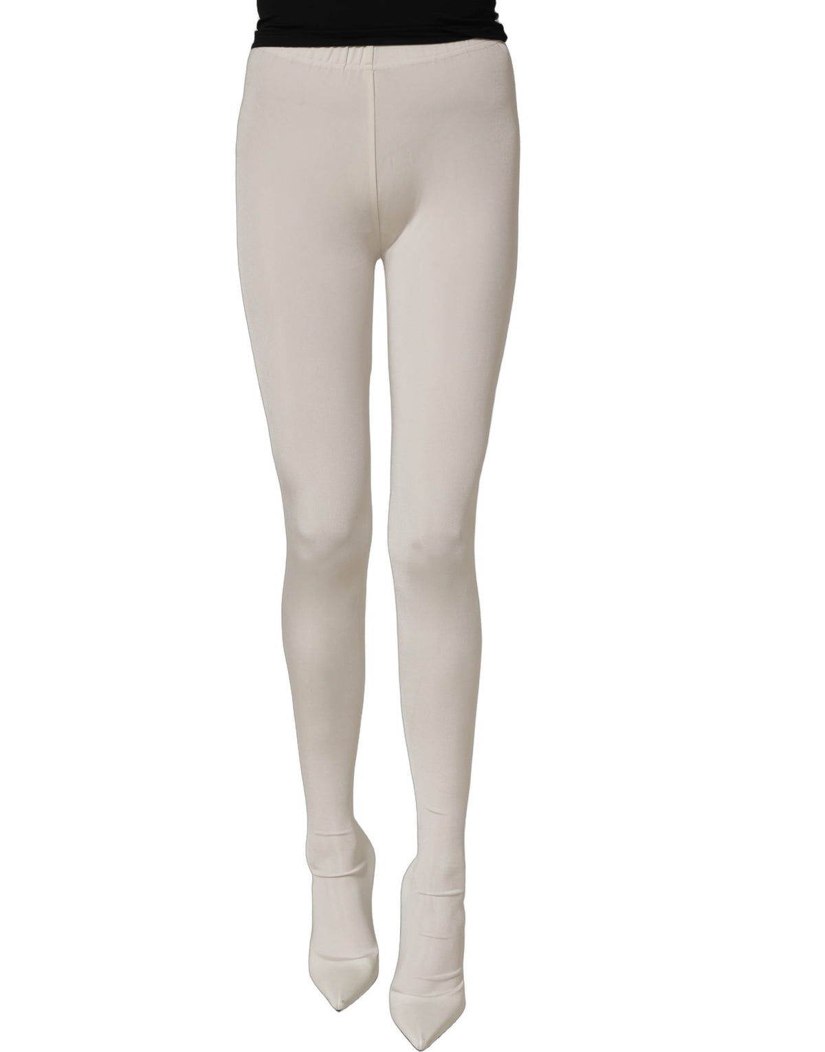 Dolce & Gabbana White High Heels Pumps Jersey Tights Shoes