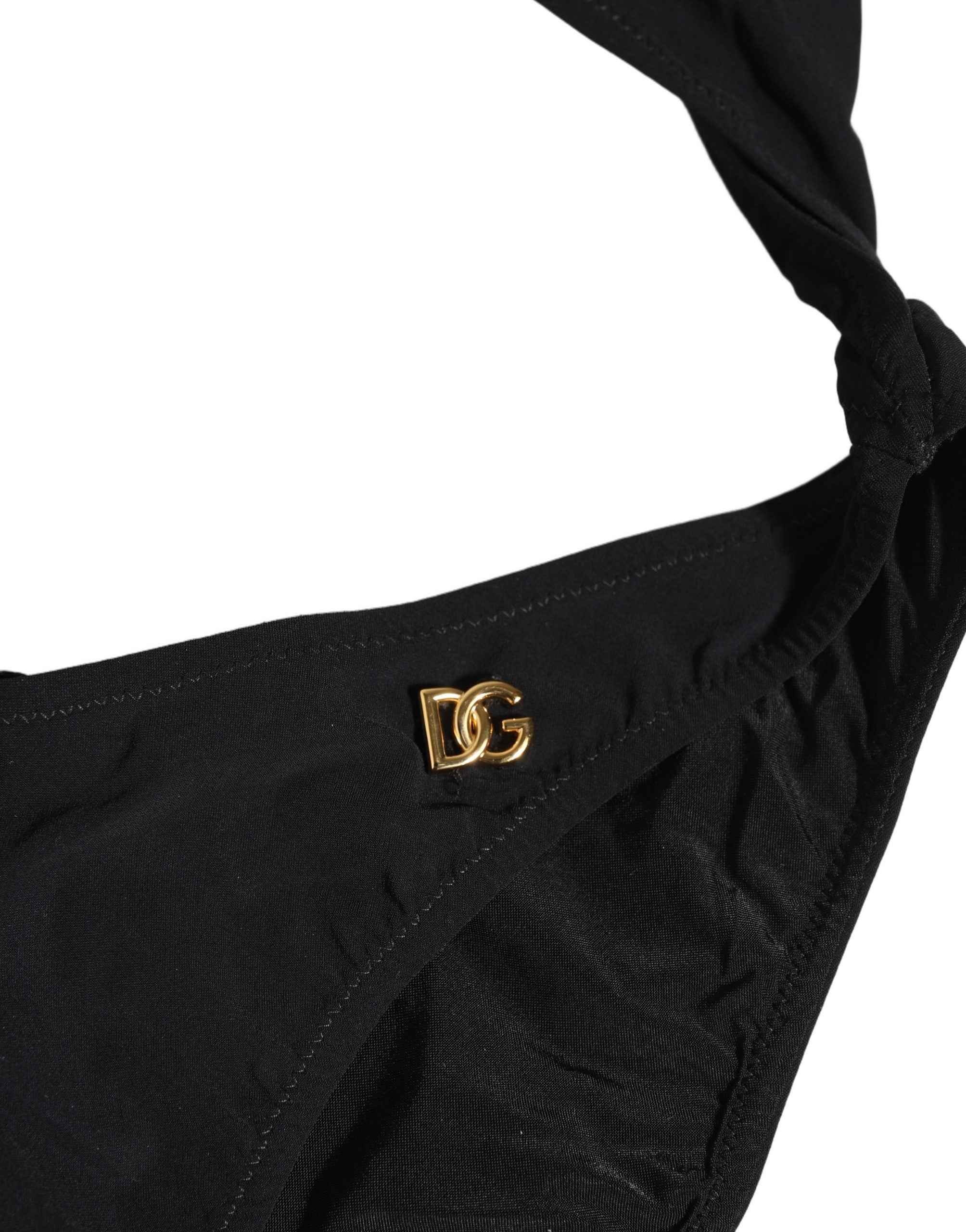 Dolce & Gabbana Black Cutout Logo One Piece Swimsuit Swimwear
