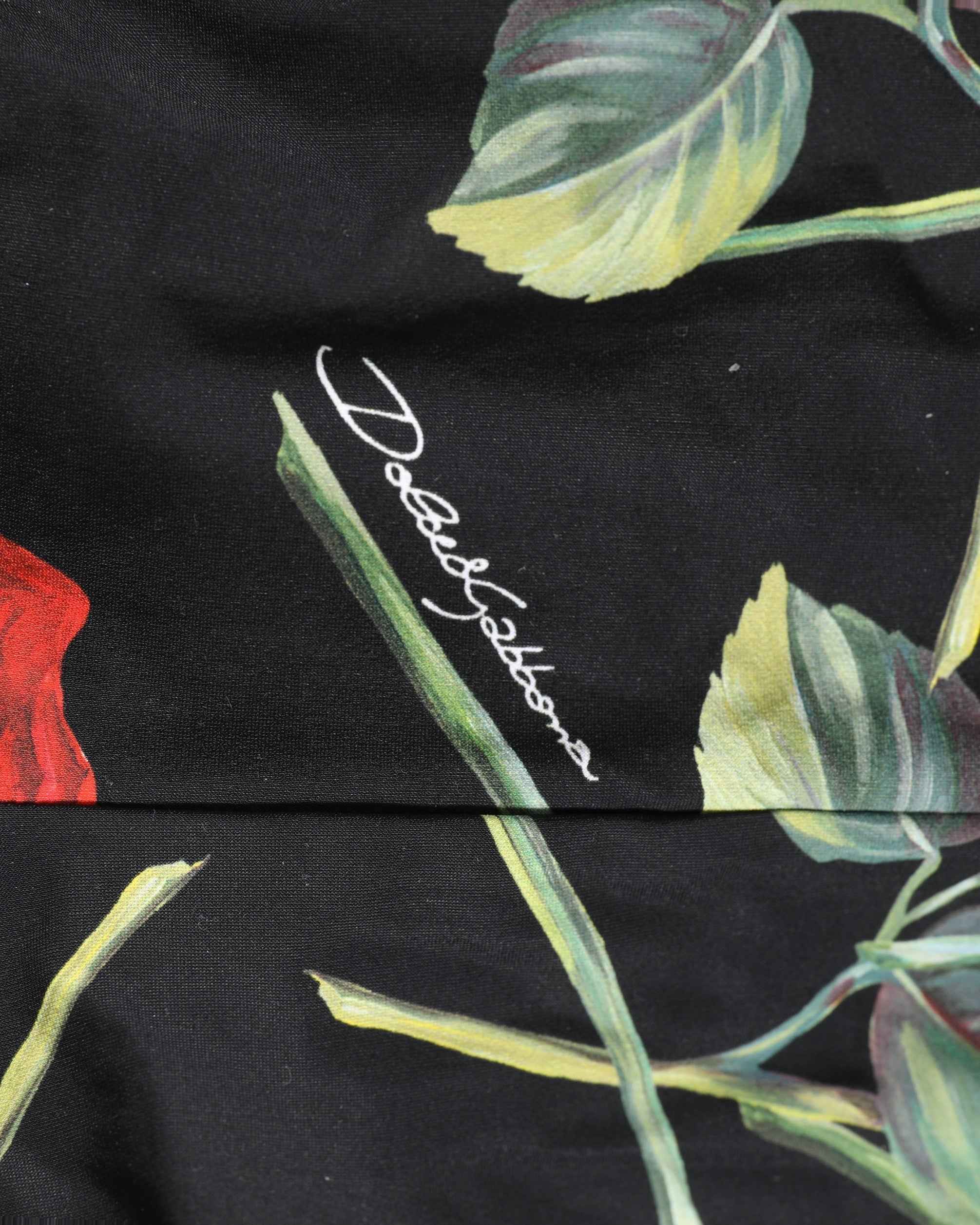 Dolce & Gabbana Black Floral Print One Piece Swimsuit Swimwear