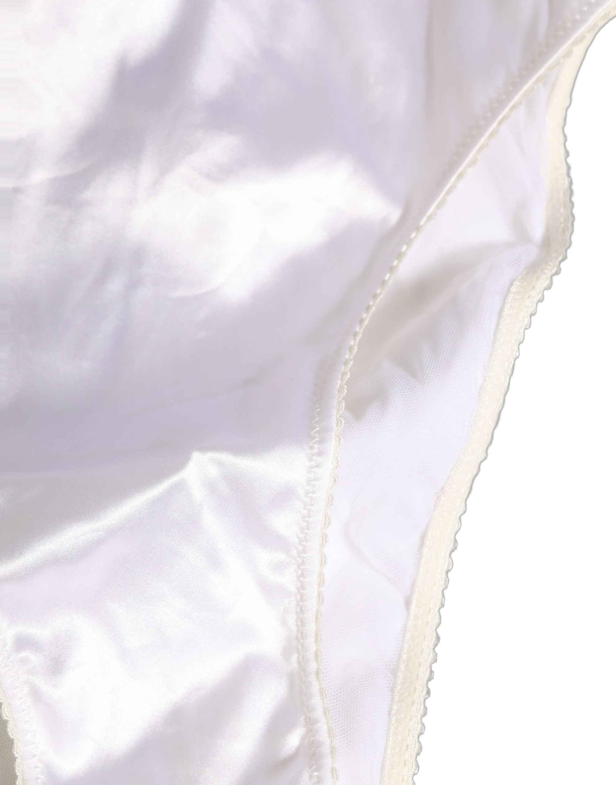 Dolce & Gabbana White Satin High-Waist Brief Logo Women Underwear